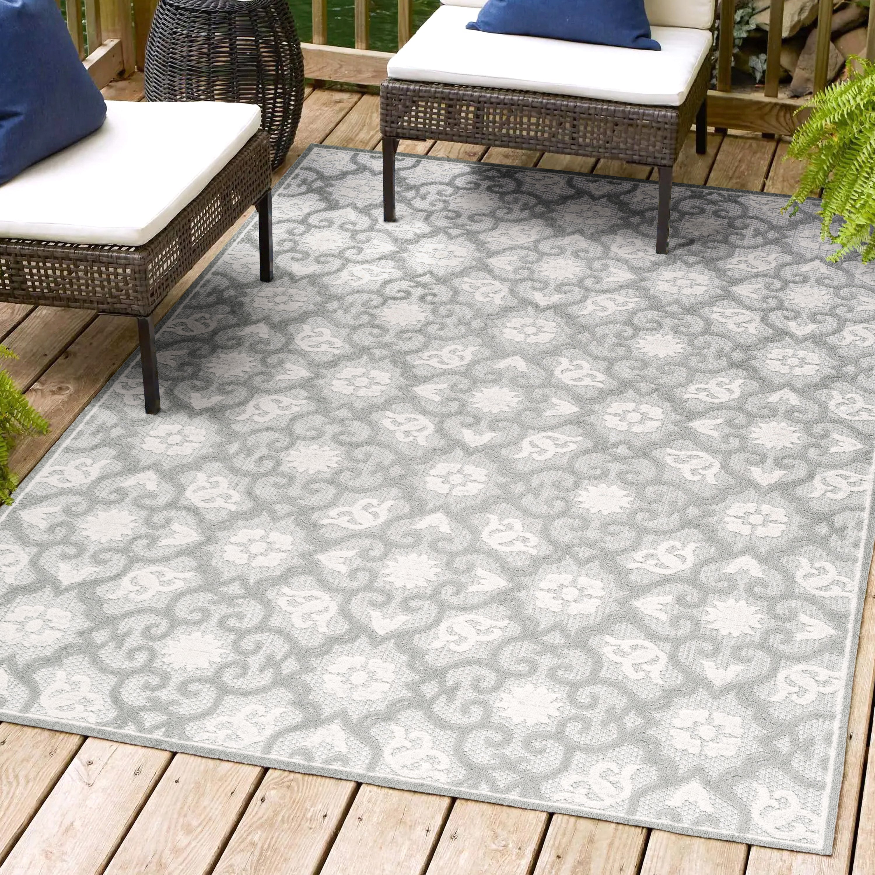 Gallia Tile Trellis High-Low Indoor/Outdoor Area Rug