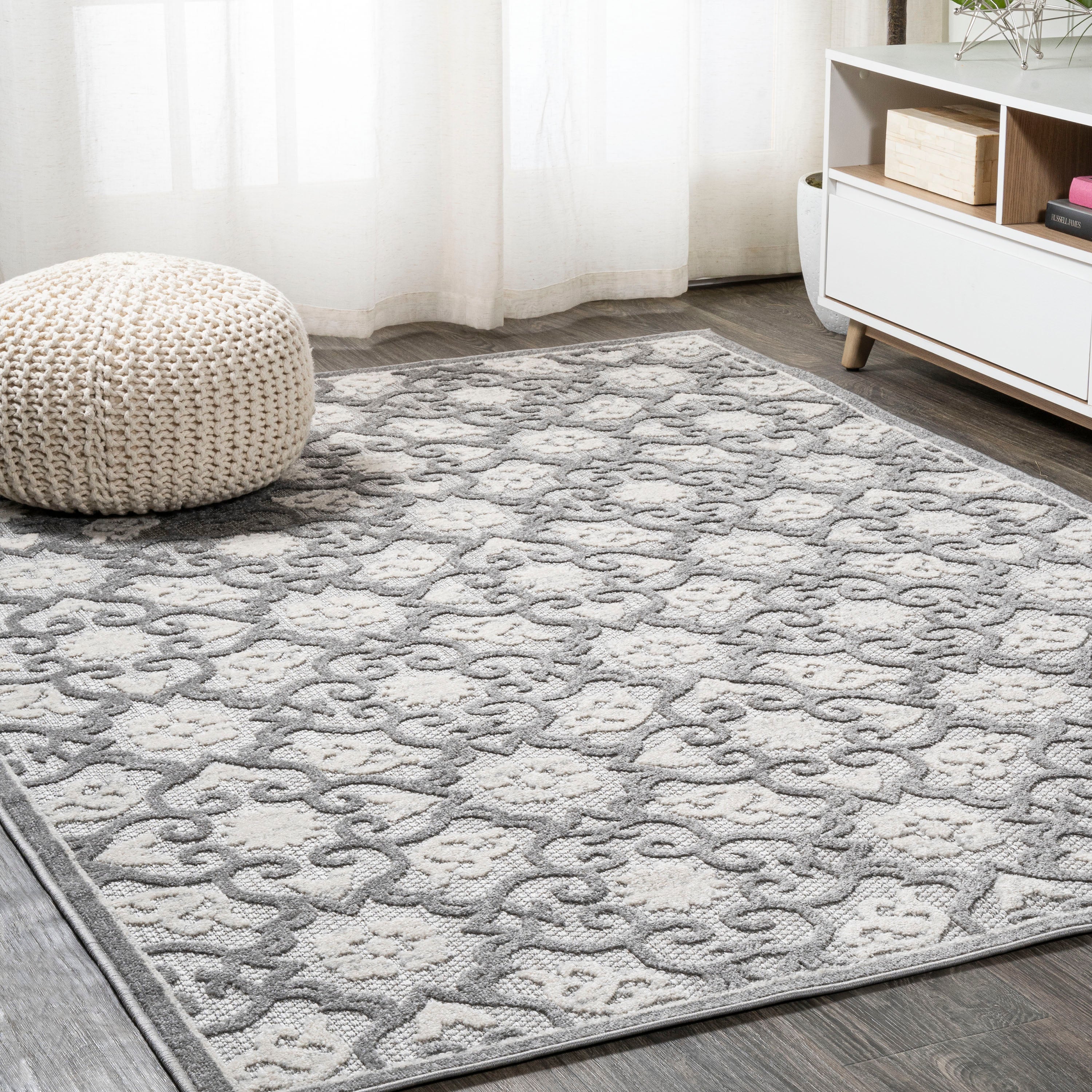 Gallia Tile Trellis High-Low Indoor/Outdoor Area Rug