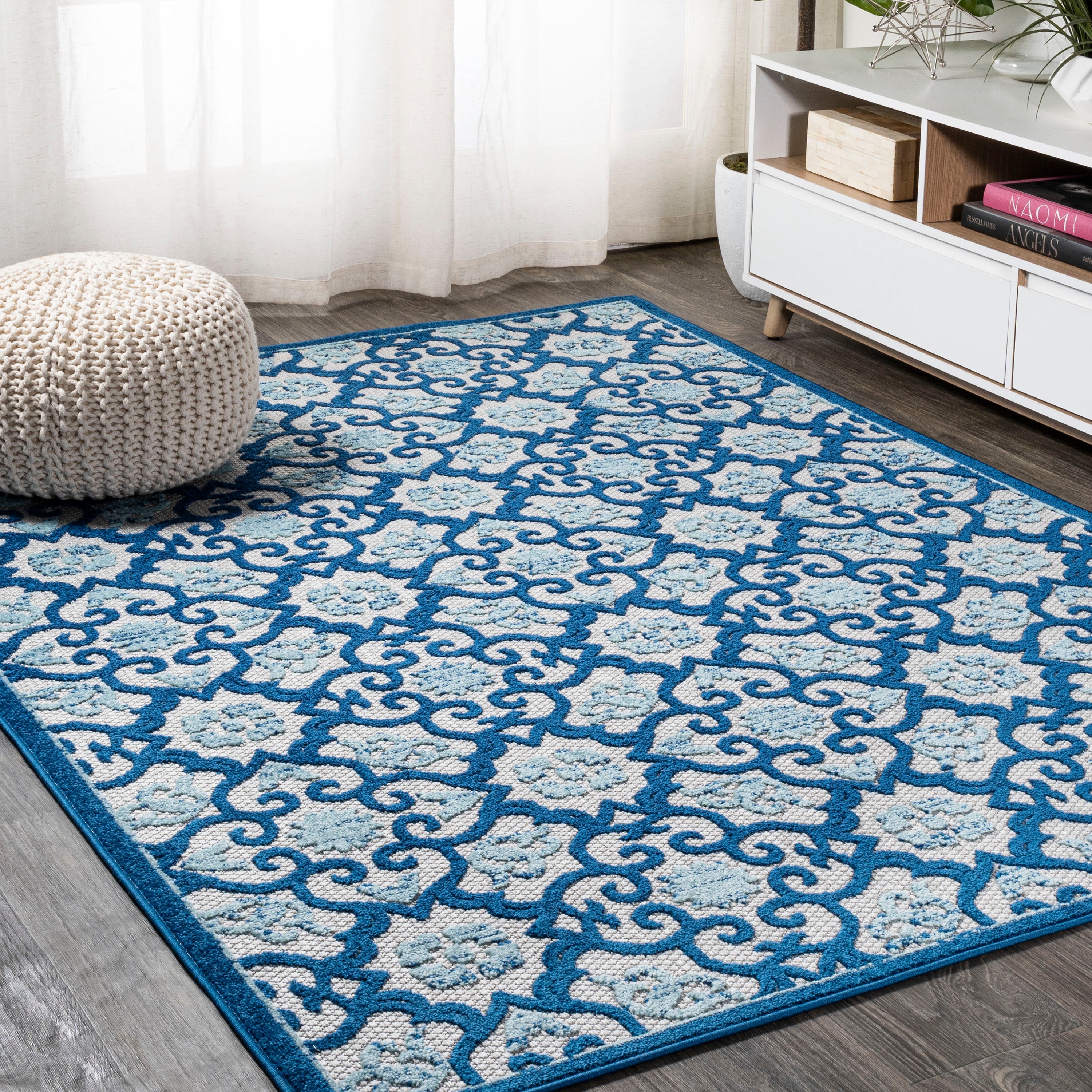 Gallia Tile Trellis High-Low Indoor/Outdoor Area Rug