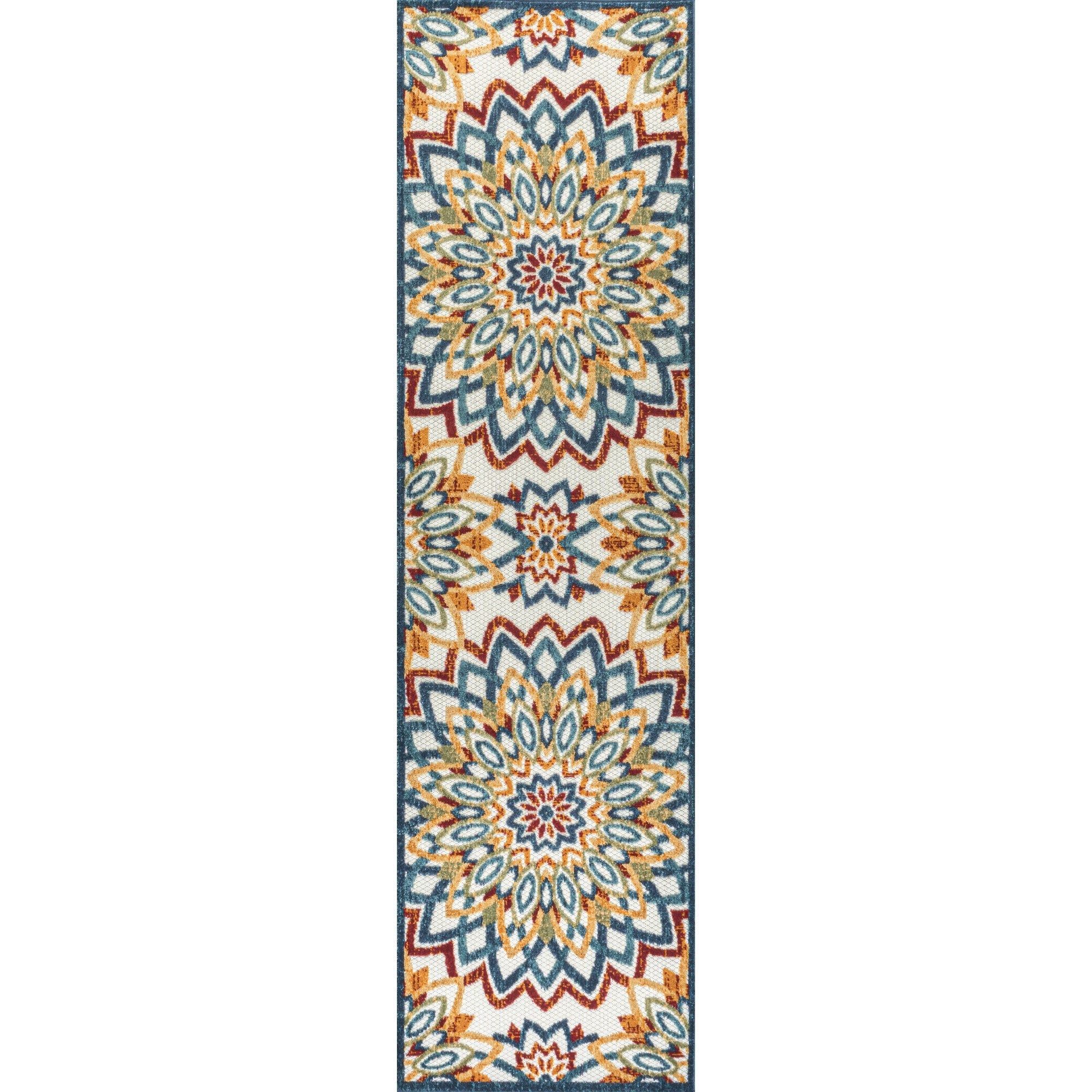 Flora Abstract Bold Mandala High-Low Indoor/Outdoor Runner Rug