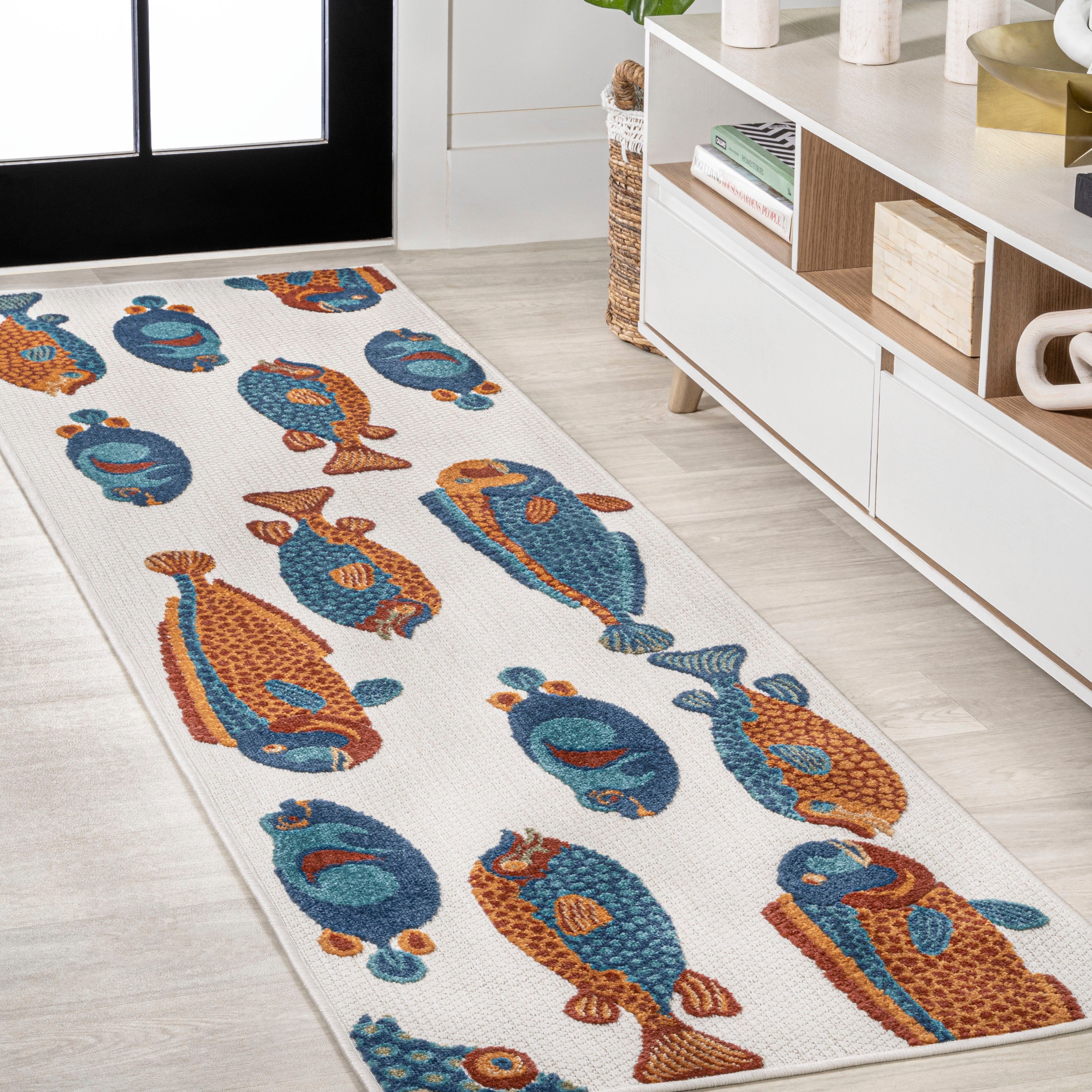 Algarve Modern Fish High-Low Indoor/Outdoor Runner Rug