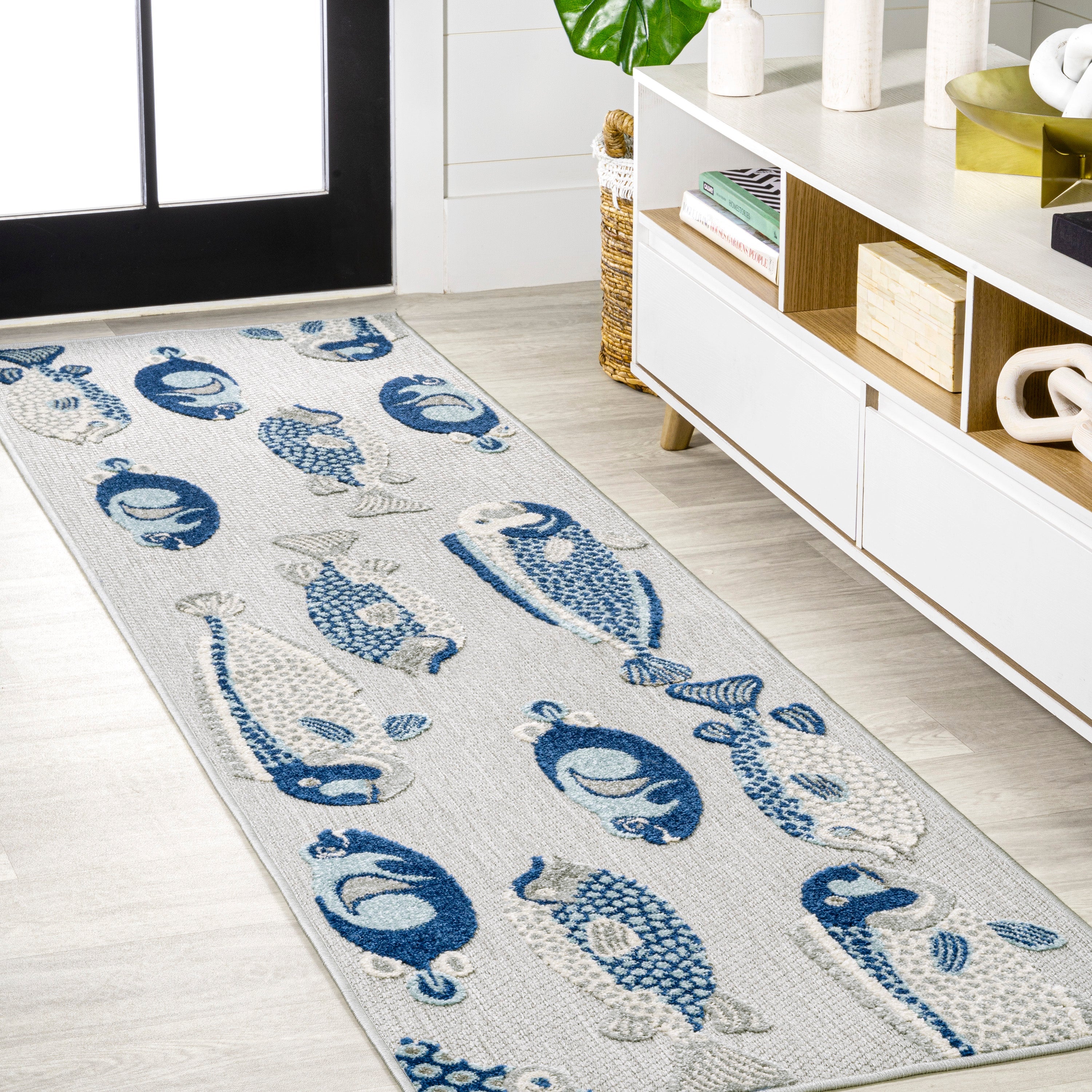 Algarve Modern Fish High-Low Indoor/Outdoor Runner Rug