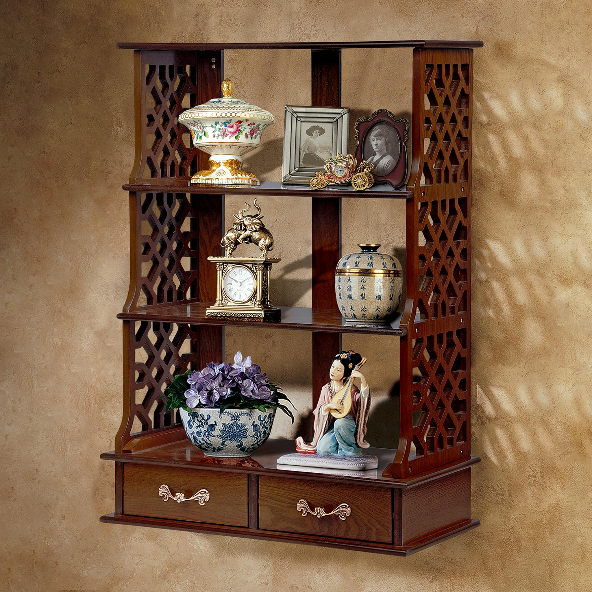 Chinese Chippendale-Style Triple Shelf Hardwood Curio