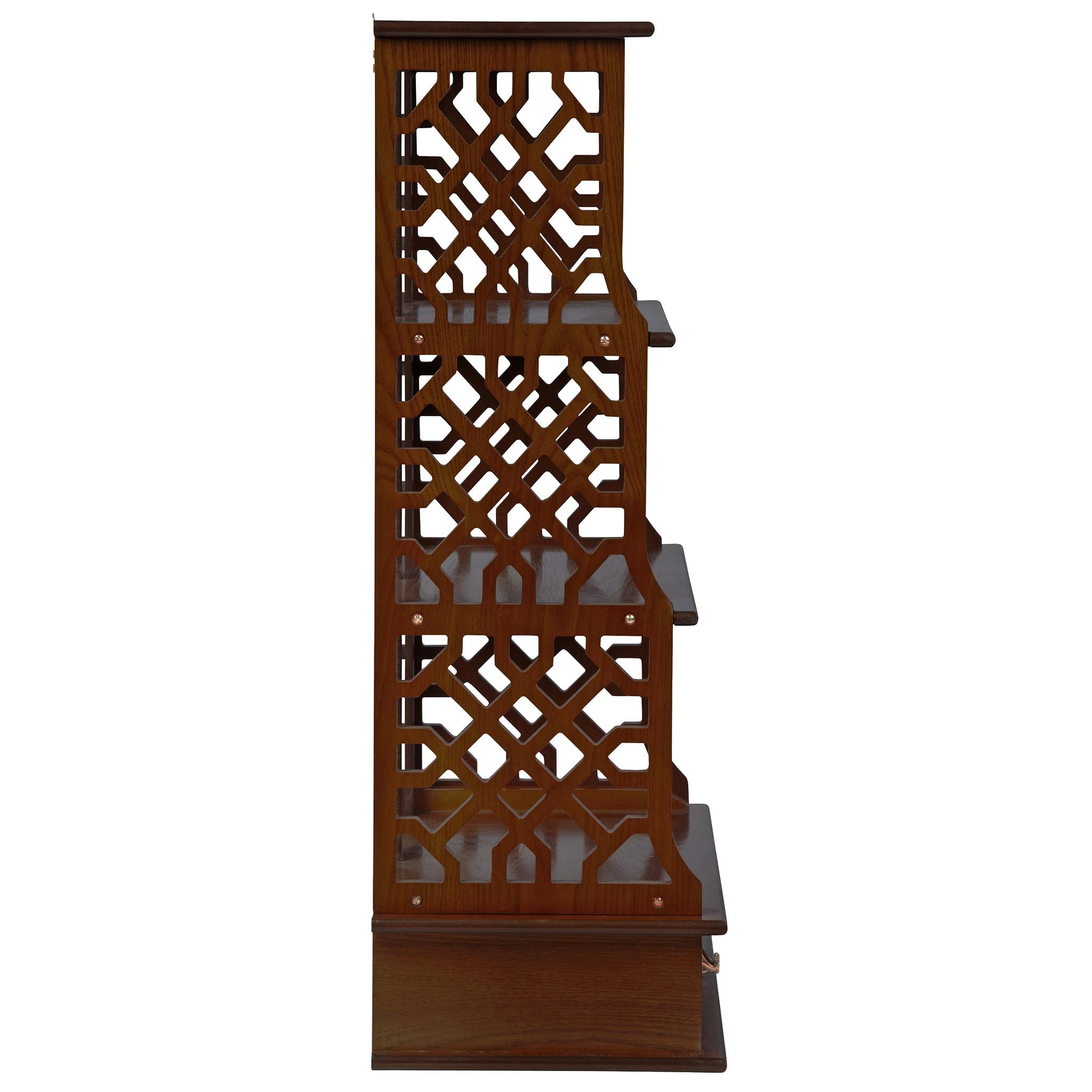 Chinese Chippendale-Style Triple Shelf Hardwood Curio