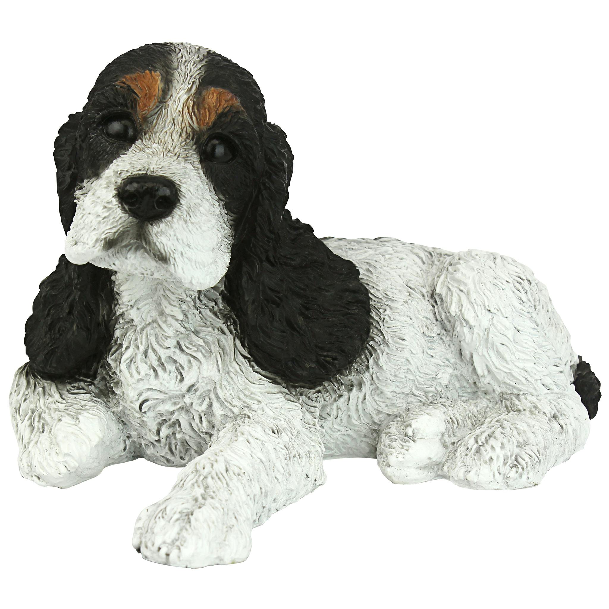 Black & White Cocker Spaniel Puppy Dog Statue