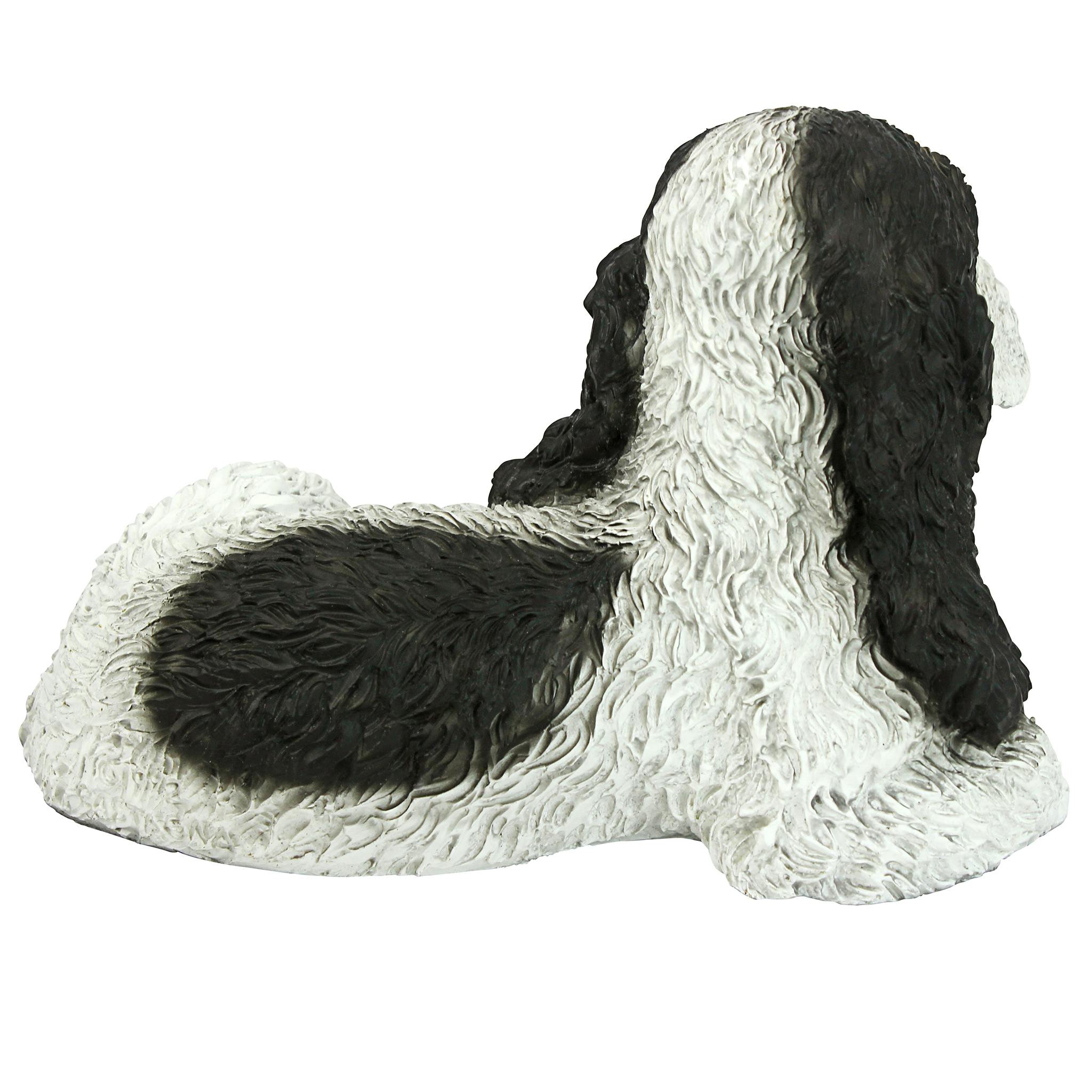 Black & White Cocker Spaniel Puppy Dog Statue