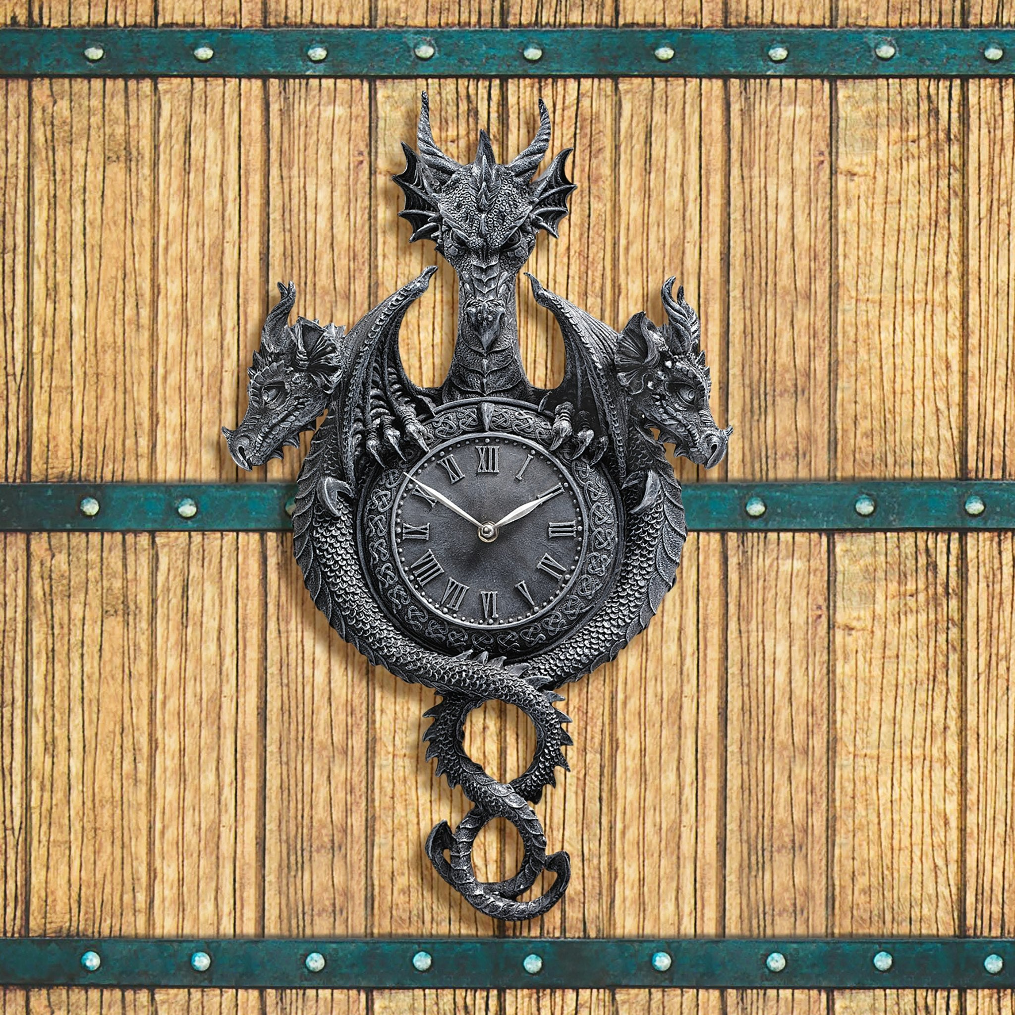 Past, Present, Future Sculptural Dragon Wall Clock