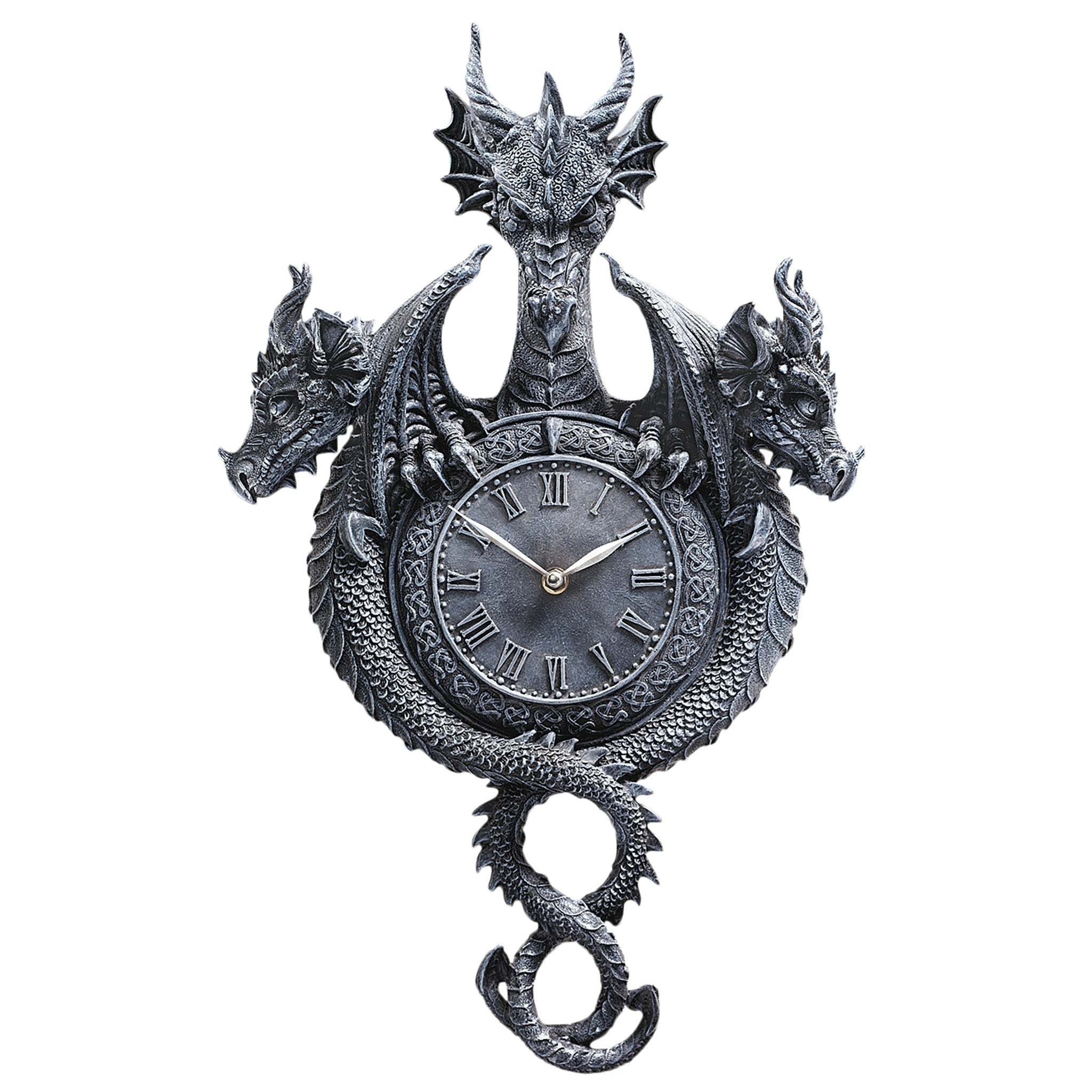 Past, Present, Future Sculptural Dragon Wall Clock