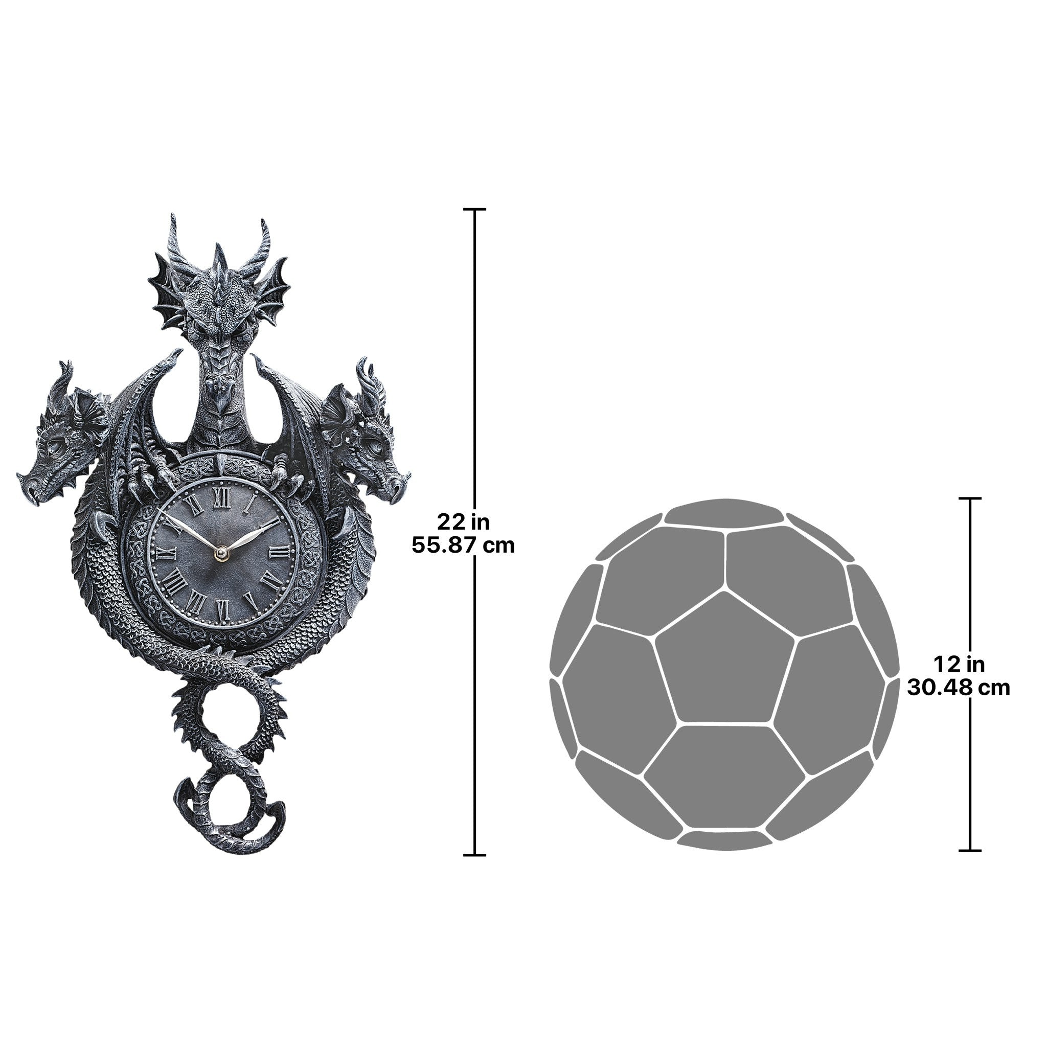 Past, Present, Future Sculptural Dragon Wall Clock