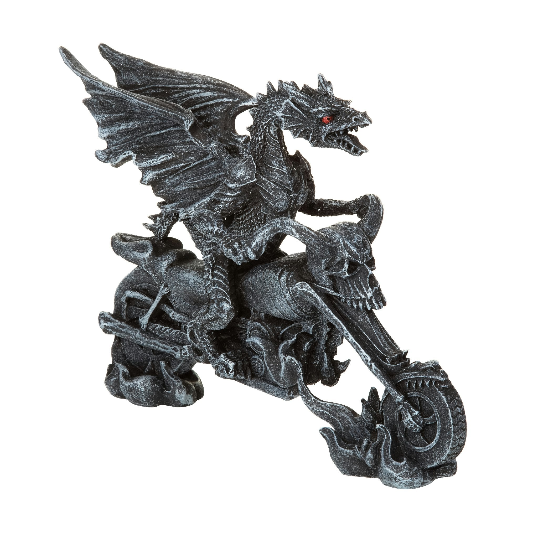 Biker Dragon on Skeleton Chopper Statue