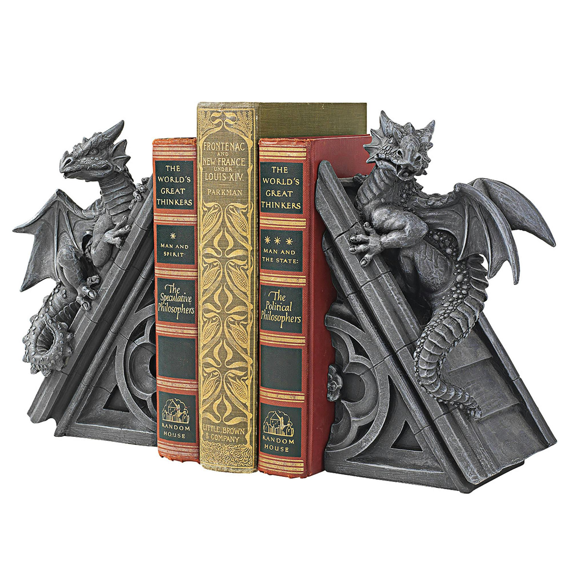 Gothic Castle Dragons Sculptural Bookends