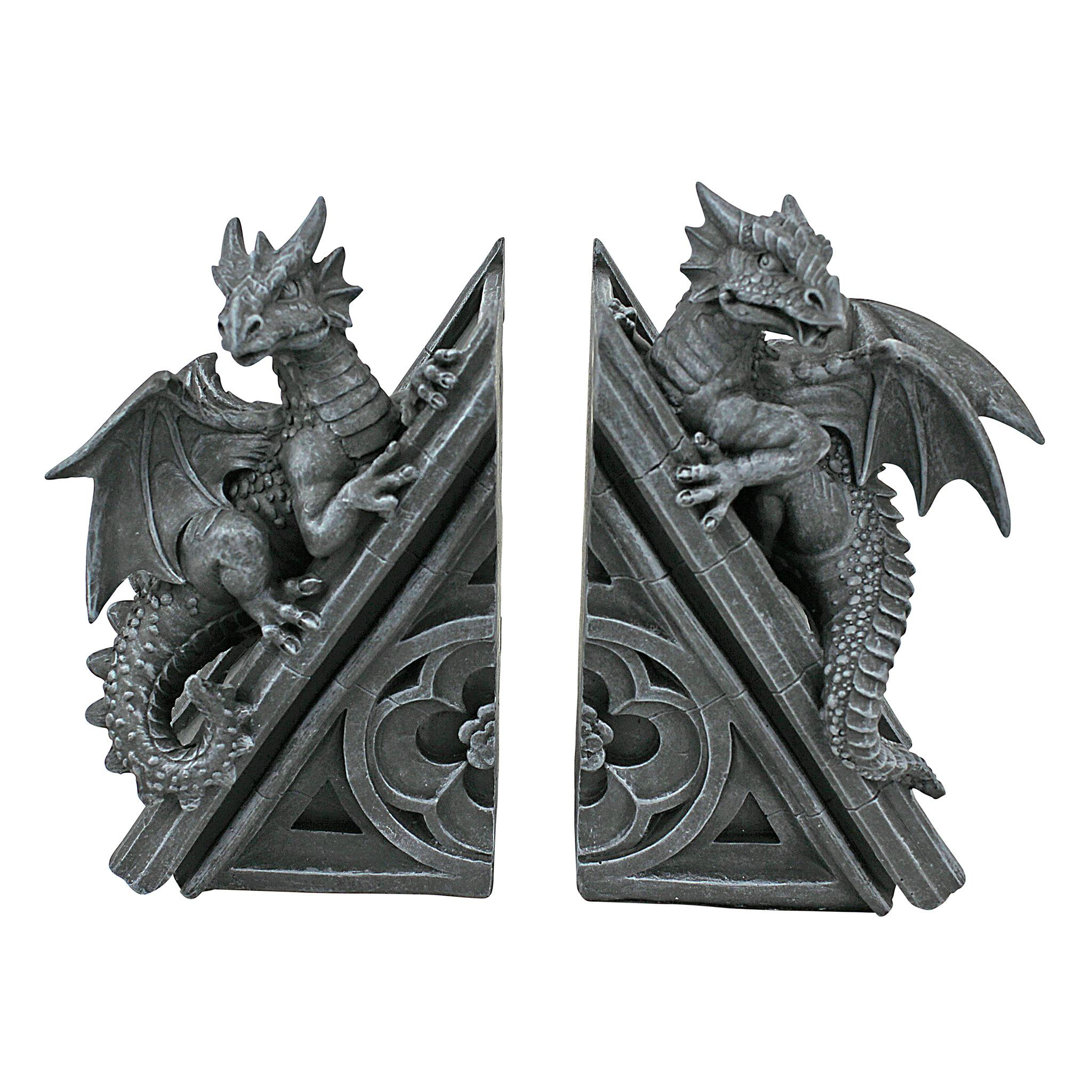 Gothic Castle Dragons Sculptural Bookends