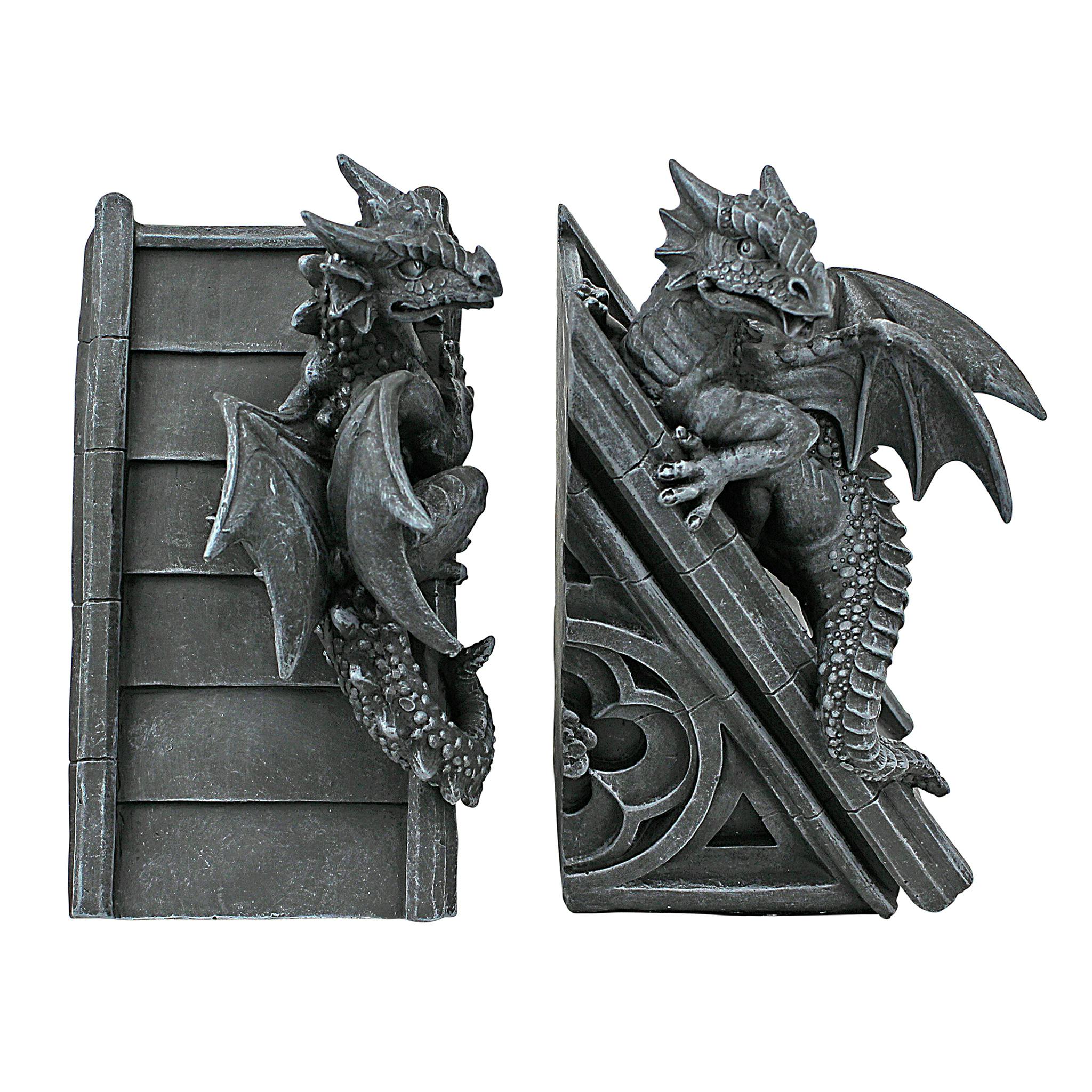 Gothic Castle Dragons Sculptural Bookends