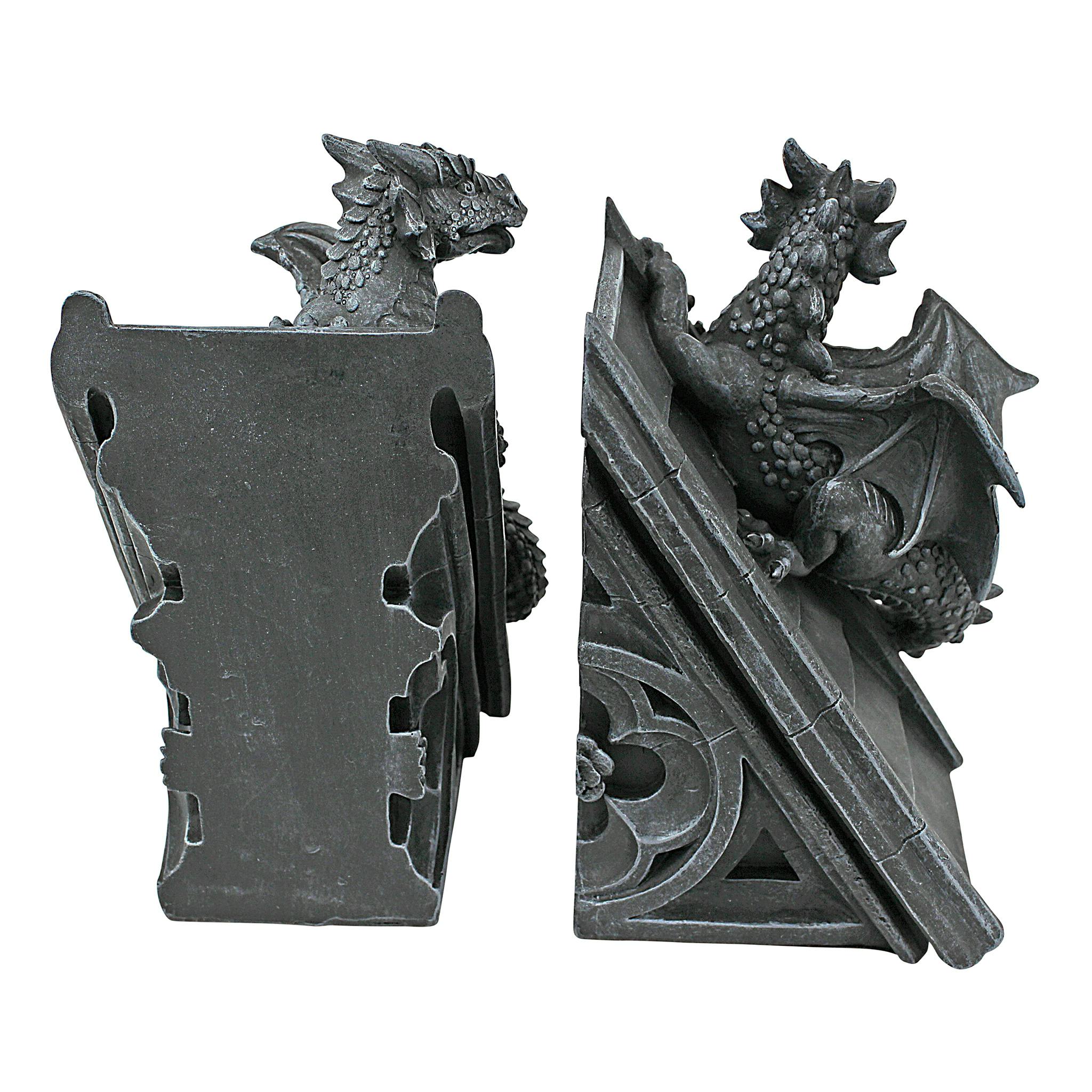 Gothic Castle Dragons Sculptural Bookends