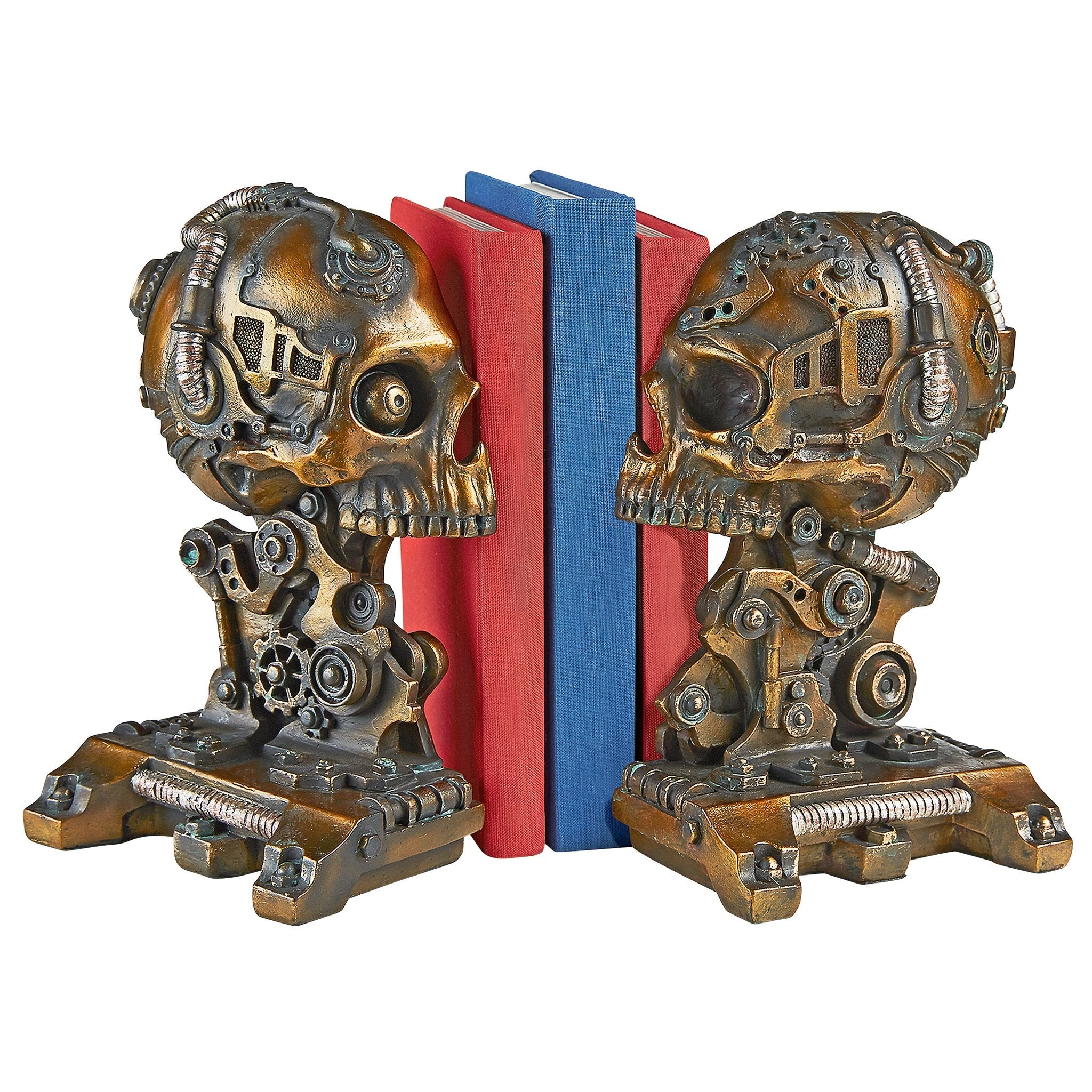 Cyborg Skeleton Bookend Statue