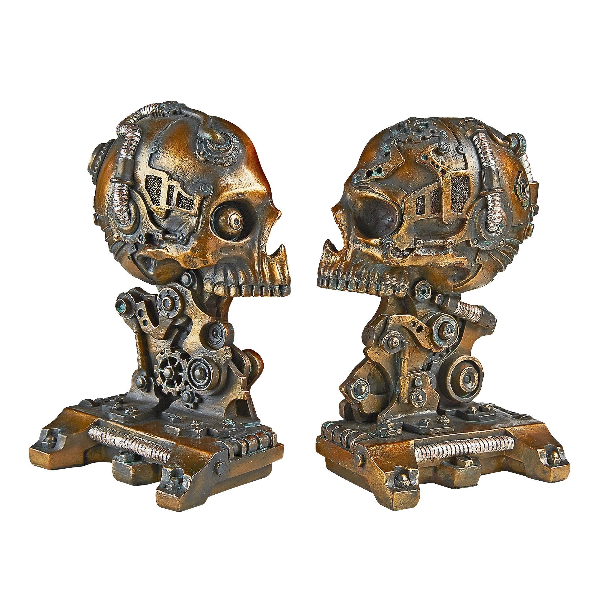 Cyborg Skeleton Bookend Statue