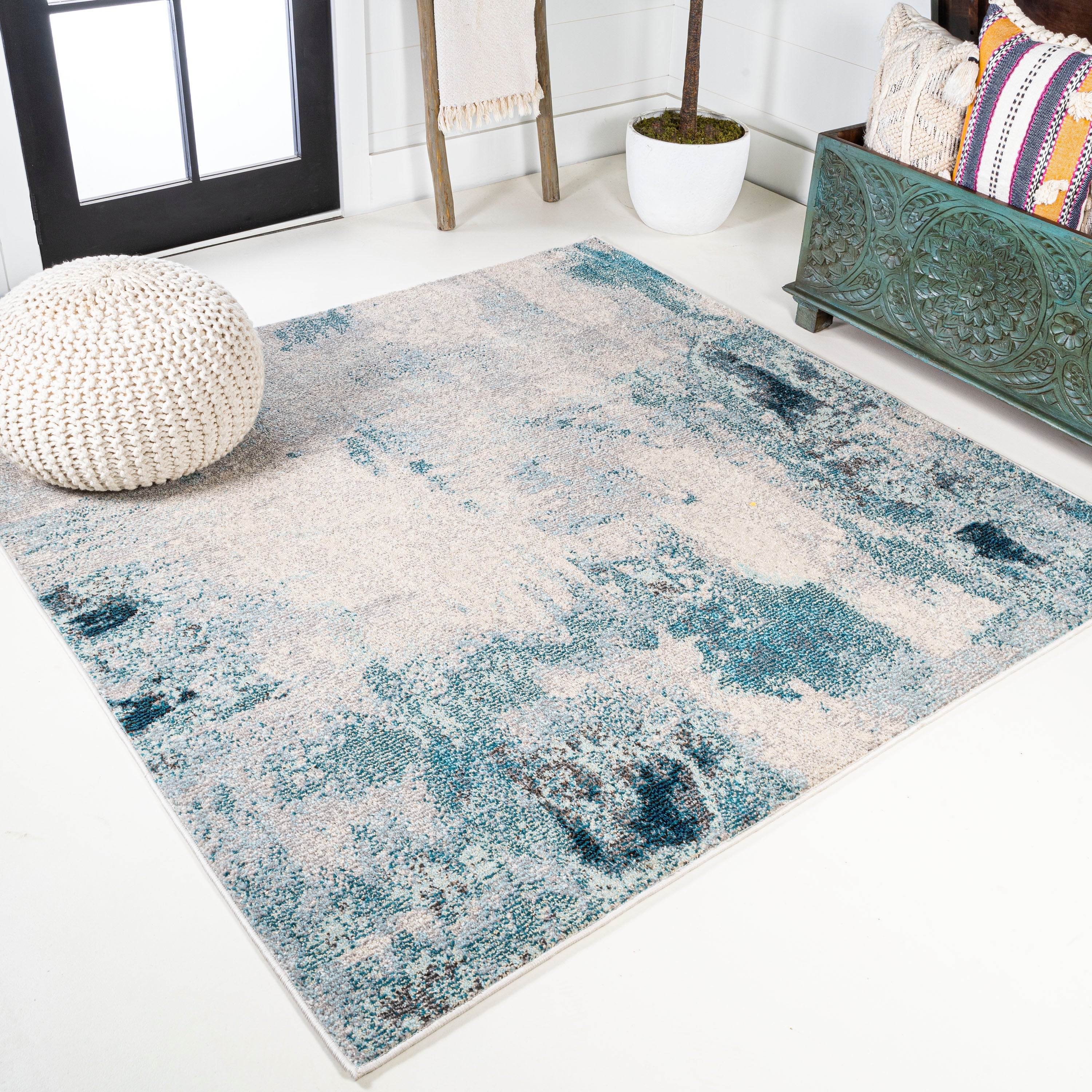 Contemporary POP Modern Abstract Vintage Square Area Rug