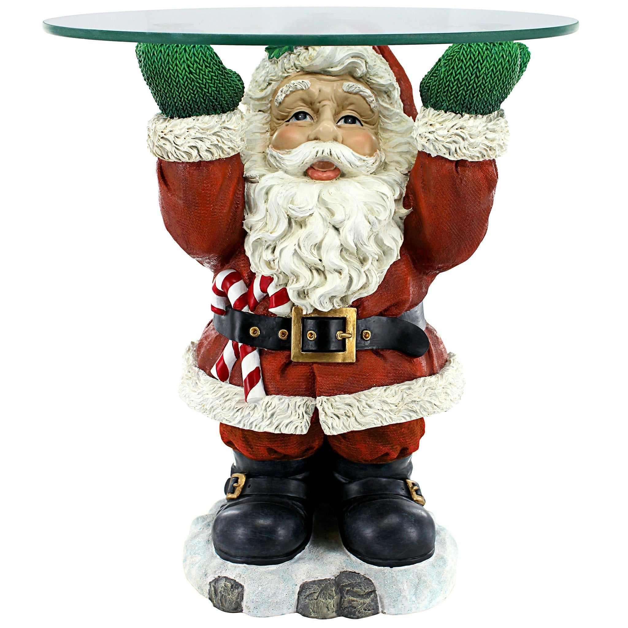 Santa Claus Sculptural Glass-Topped Holiday Table