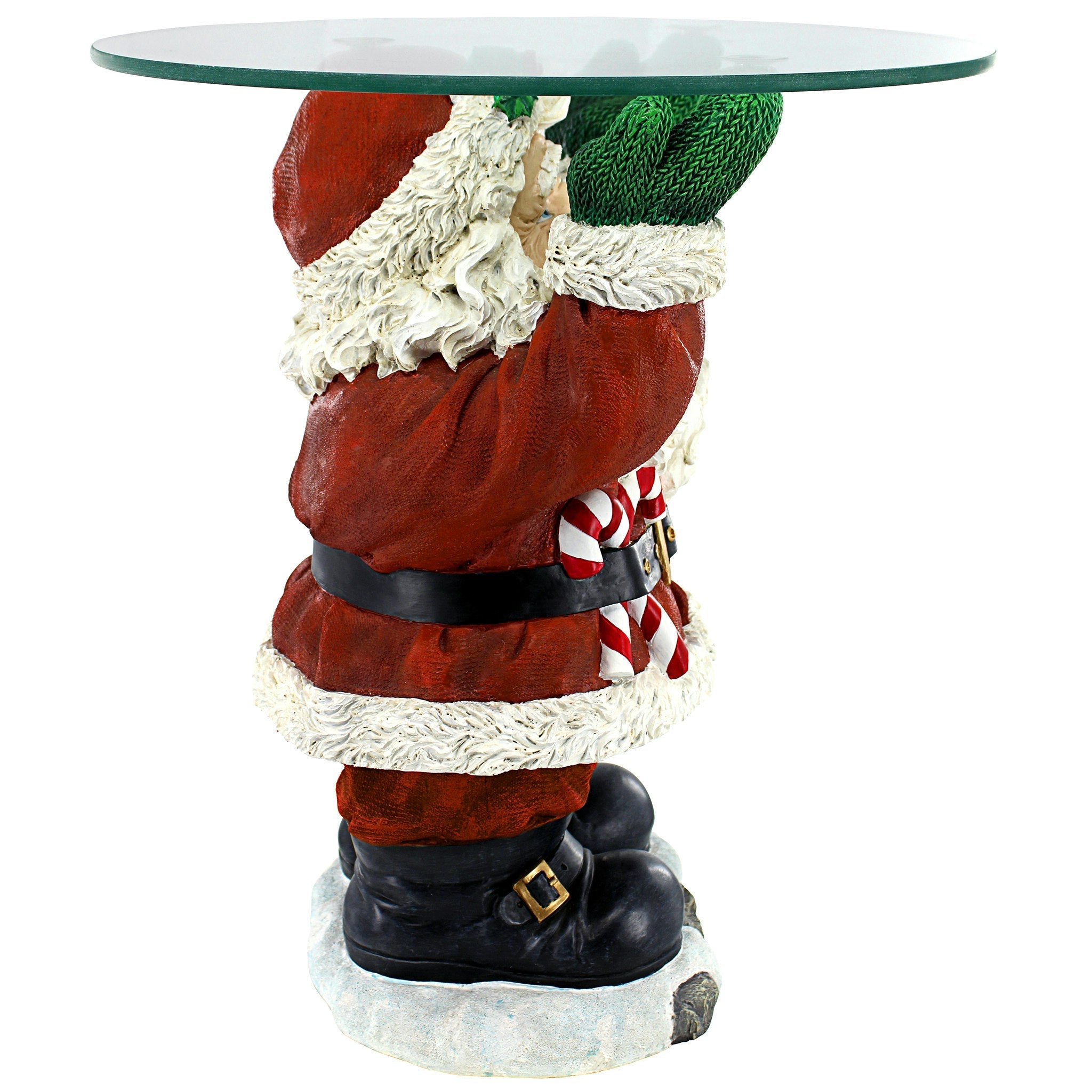 Santa Claus Sculptural Glass-Topped Holiday Table