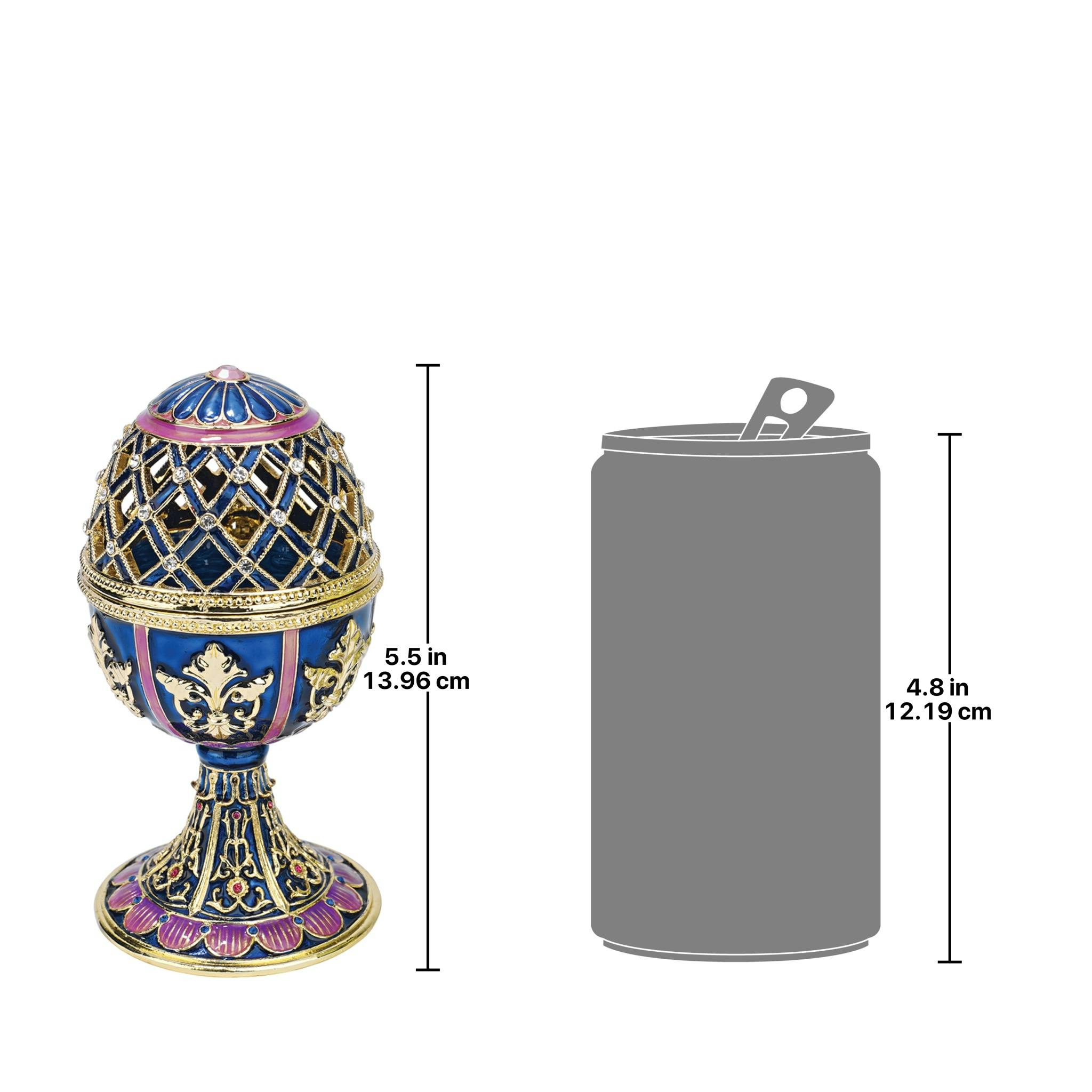 Jeweled Trellis Collection Romanov Style Enameled Egg: Bleue