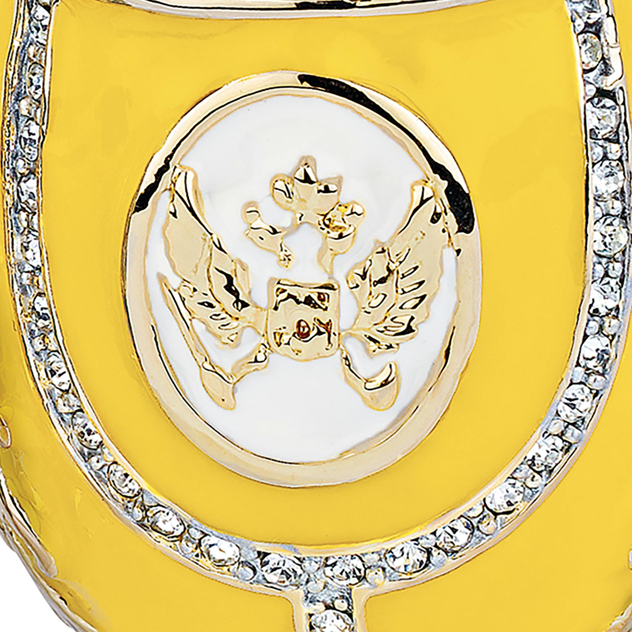 Russian Imperial Eagle Collection Romanov Style Enameled Egg: Lemon Yellow
