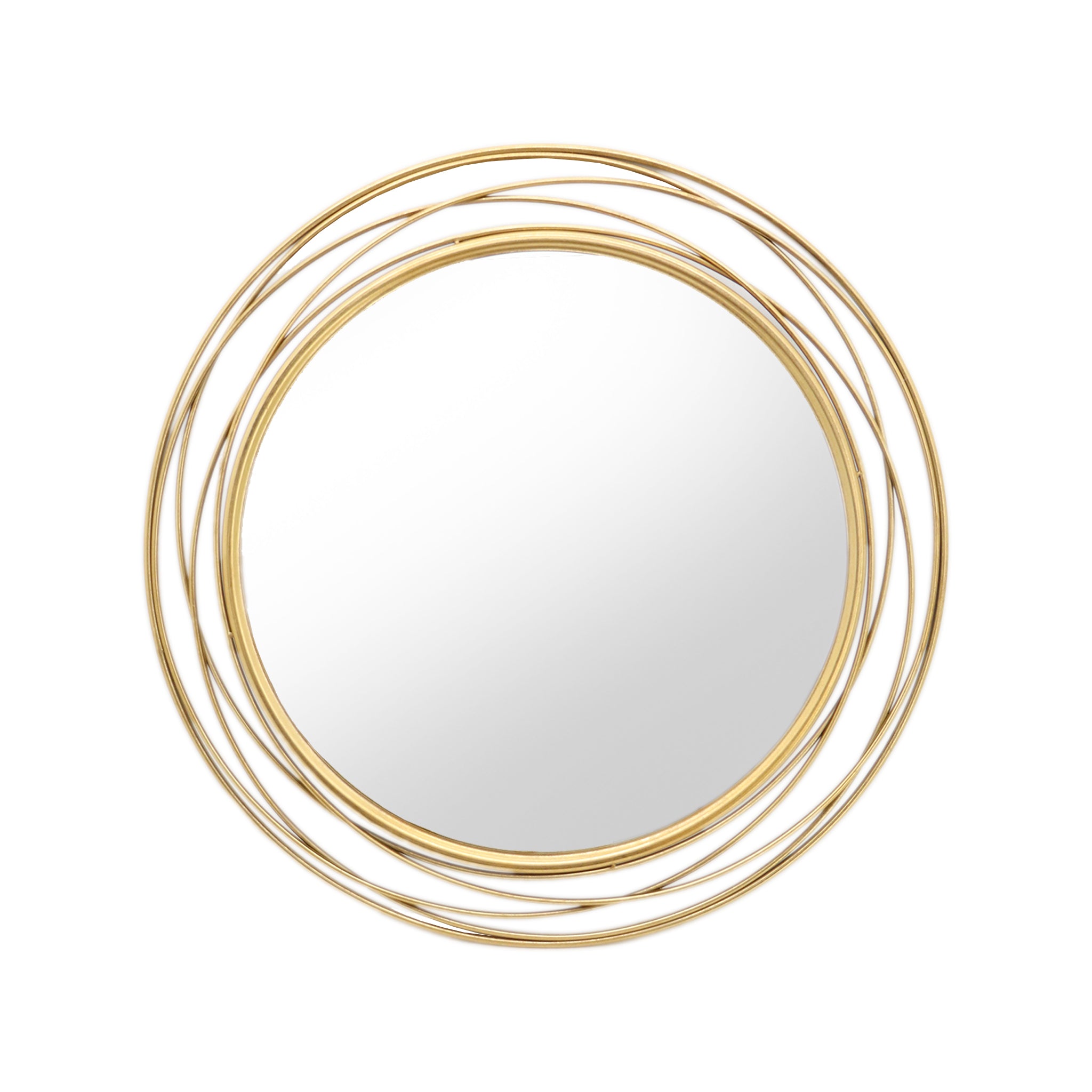 Gold Circle Mirror with Metal Wire Frame