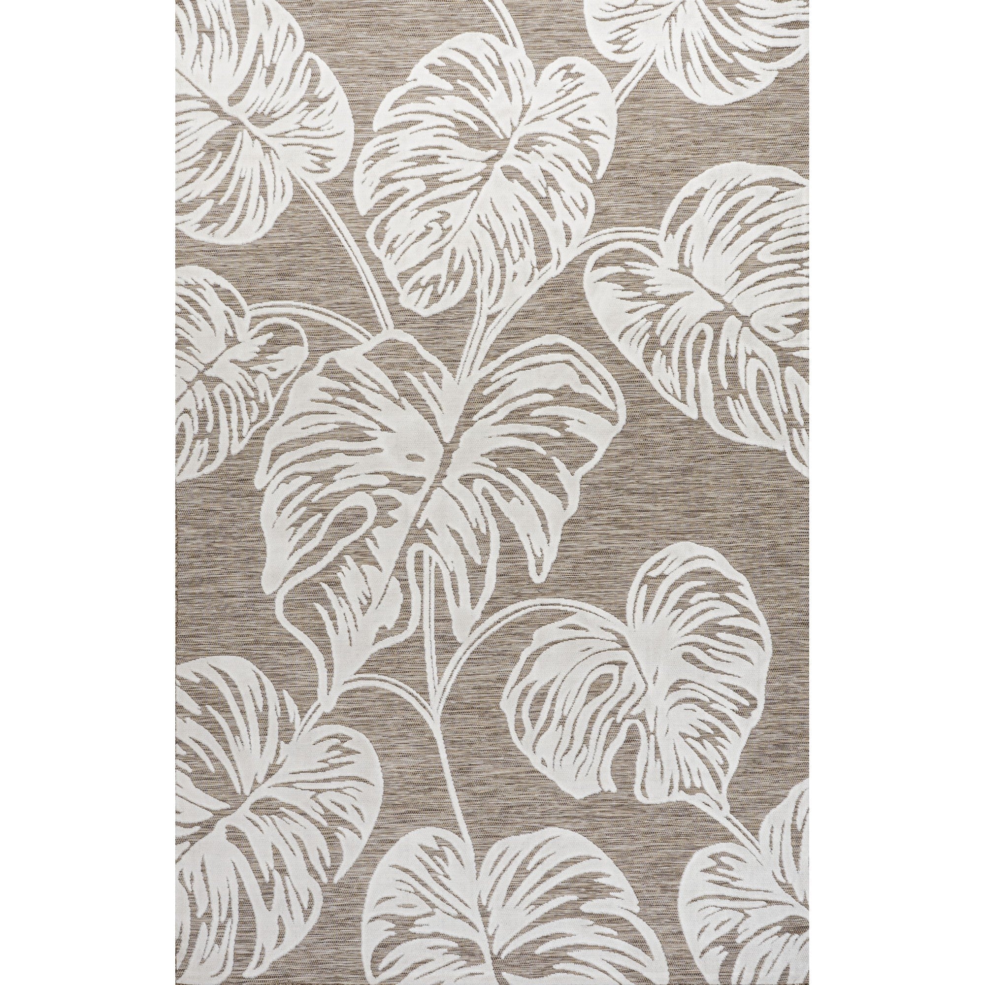 Tobago High-Low Two-Tone Monstera Leaf Indoor/Outdoor Area Rug