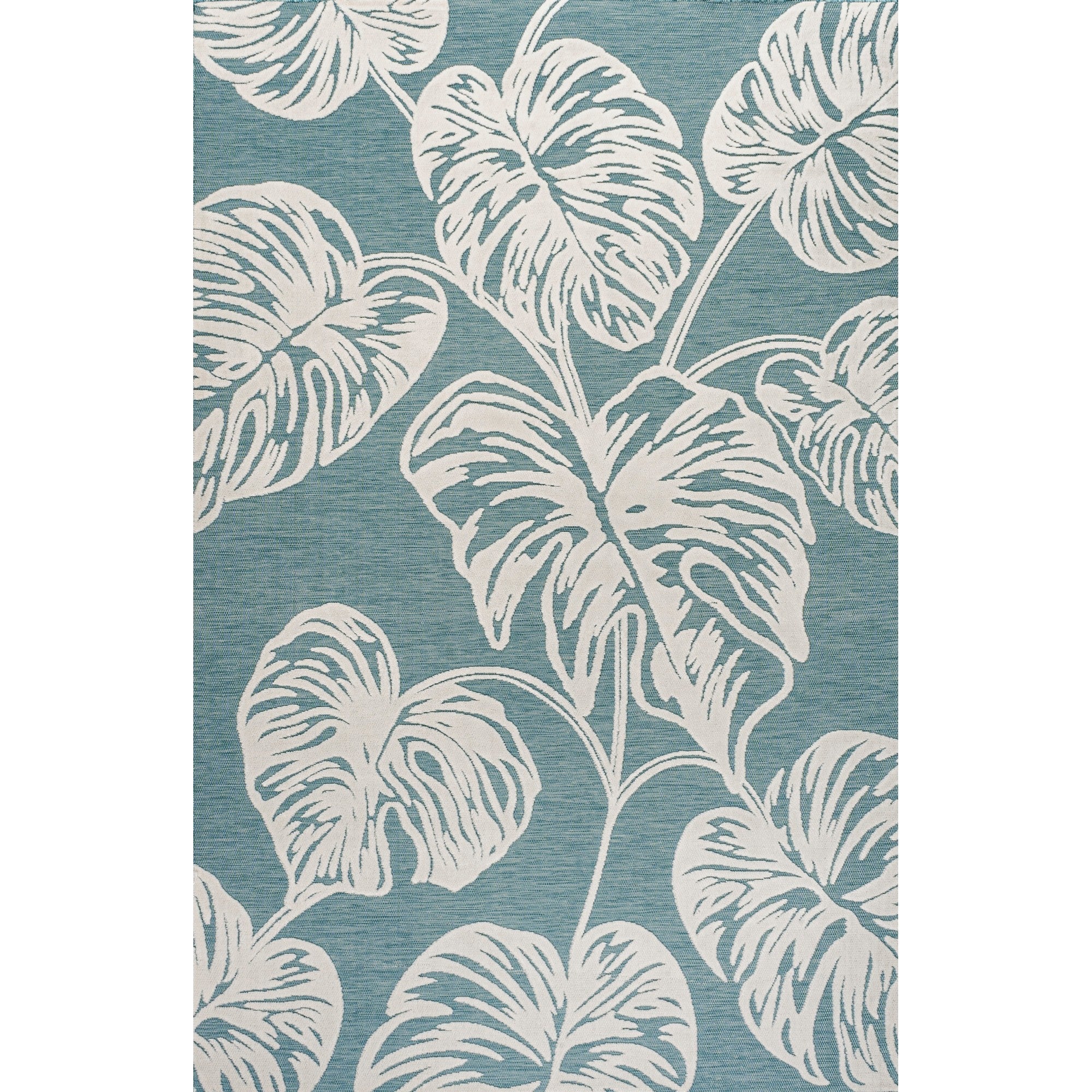 Tobago High-Low Two-Tone Monstera Leaf Indoor/Outdoor Area Rug