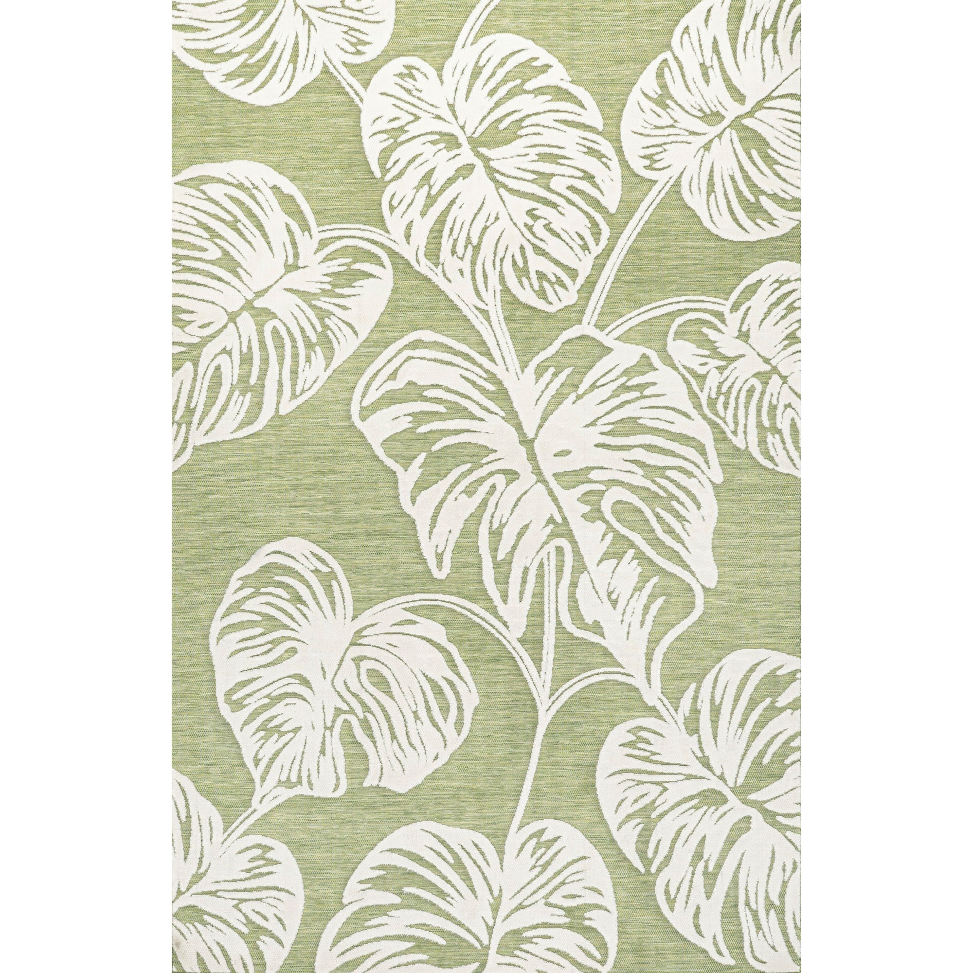 Tobago High-Low Two-Tone Monstera Leaf Indoor/Outdoor Area Rug