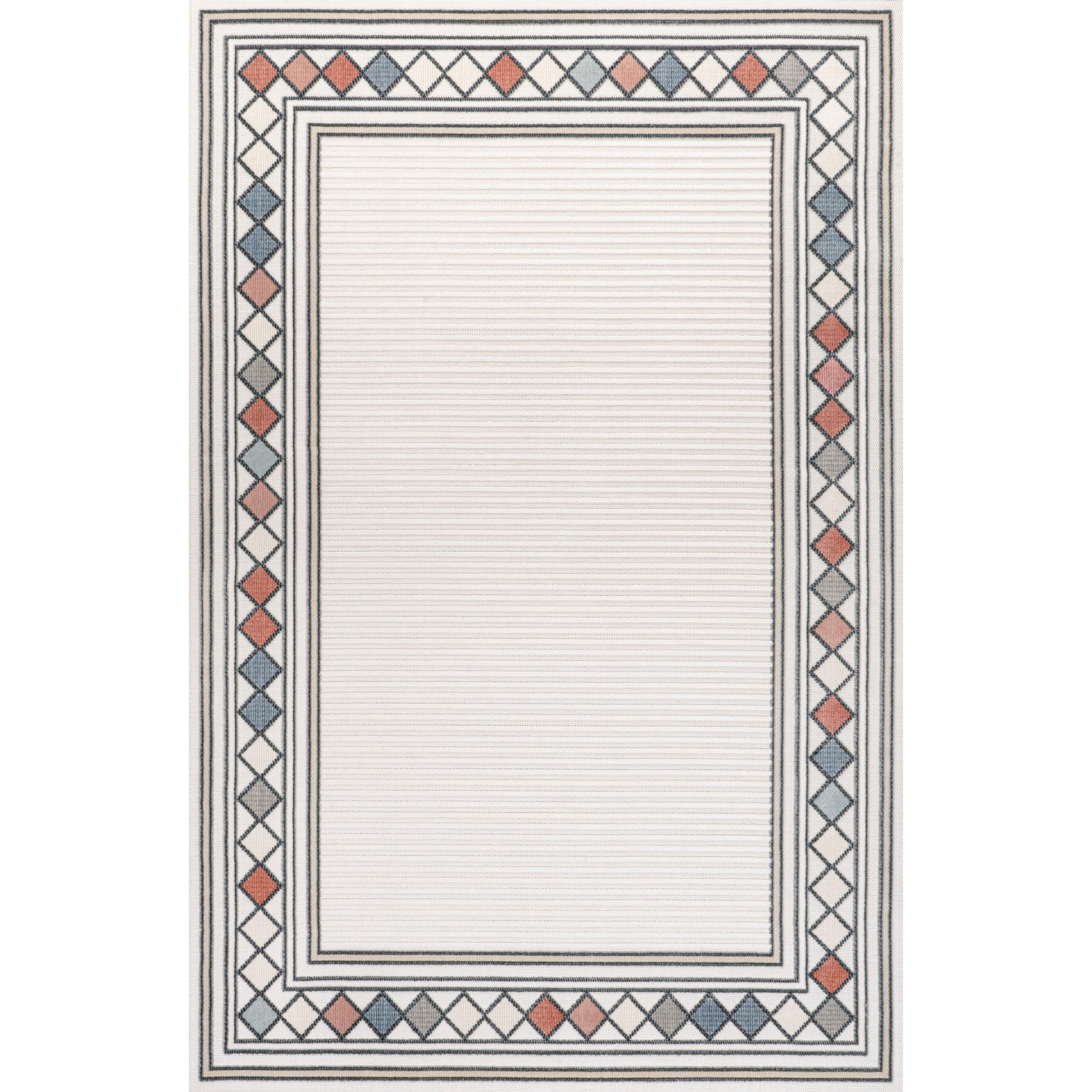 Sebastian High-Low Modern Diamond Border Indoor/Outdoor Area Rug