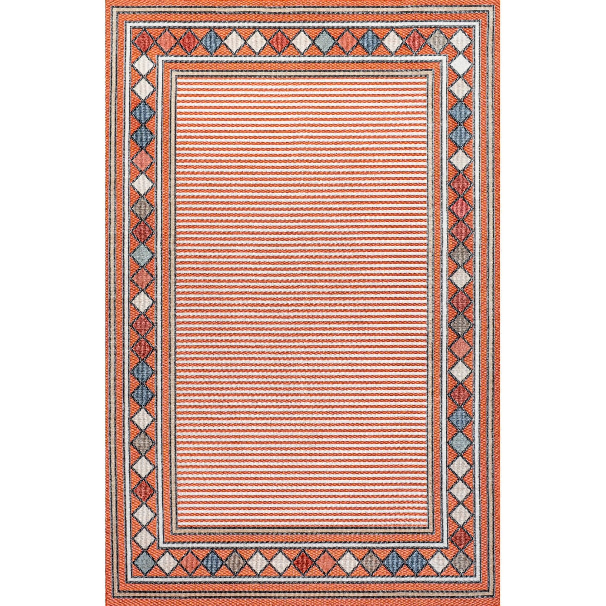 Sebastian High-Low Modern Diamond Border Indoor/Outdoor Area Rug