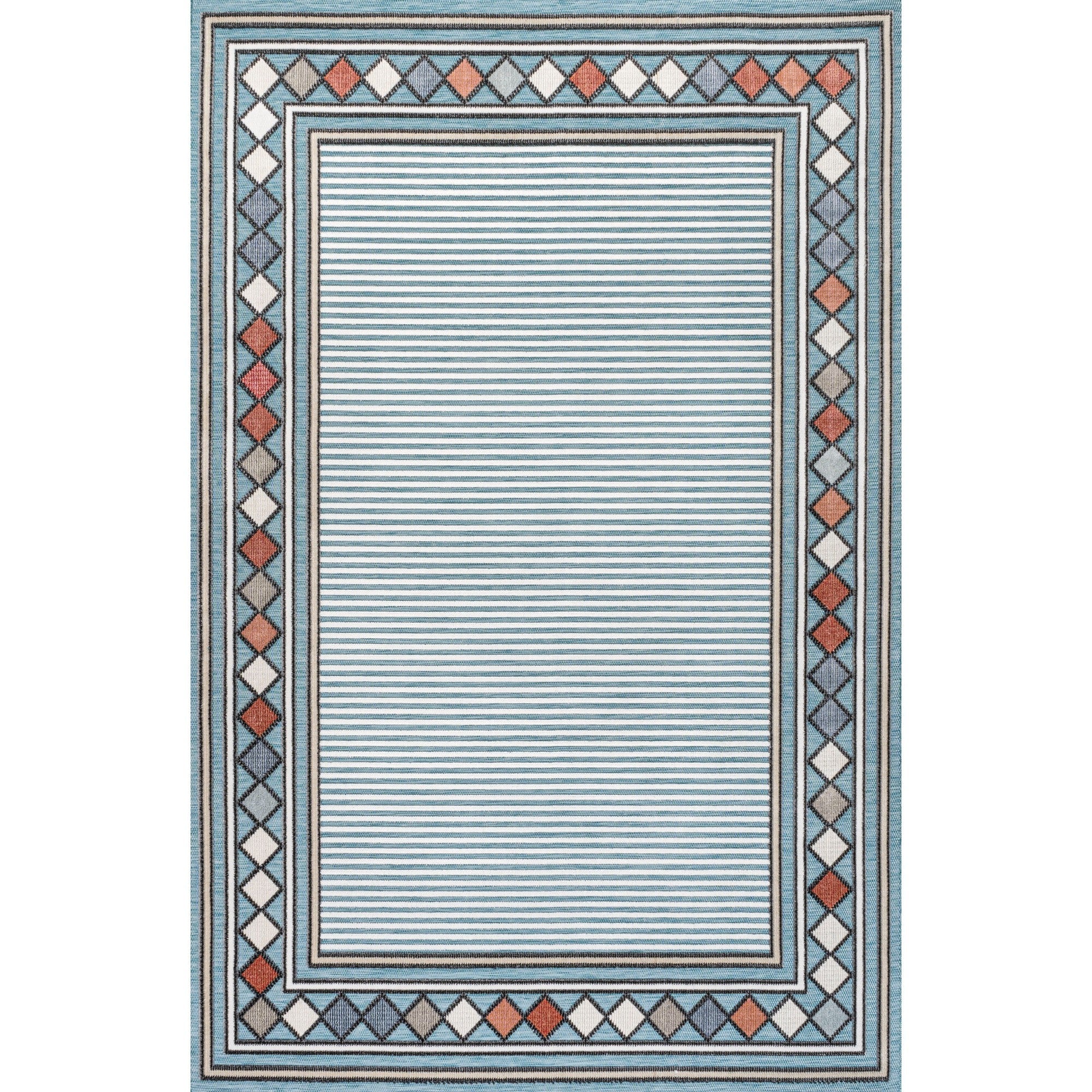 Sebastian High-Low Modern Diamond Border Indoor/Outdoor Area Rug