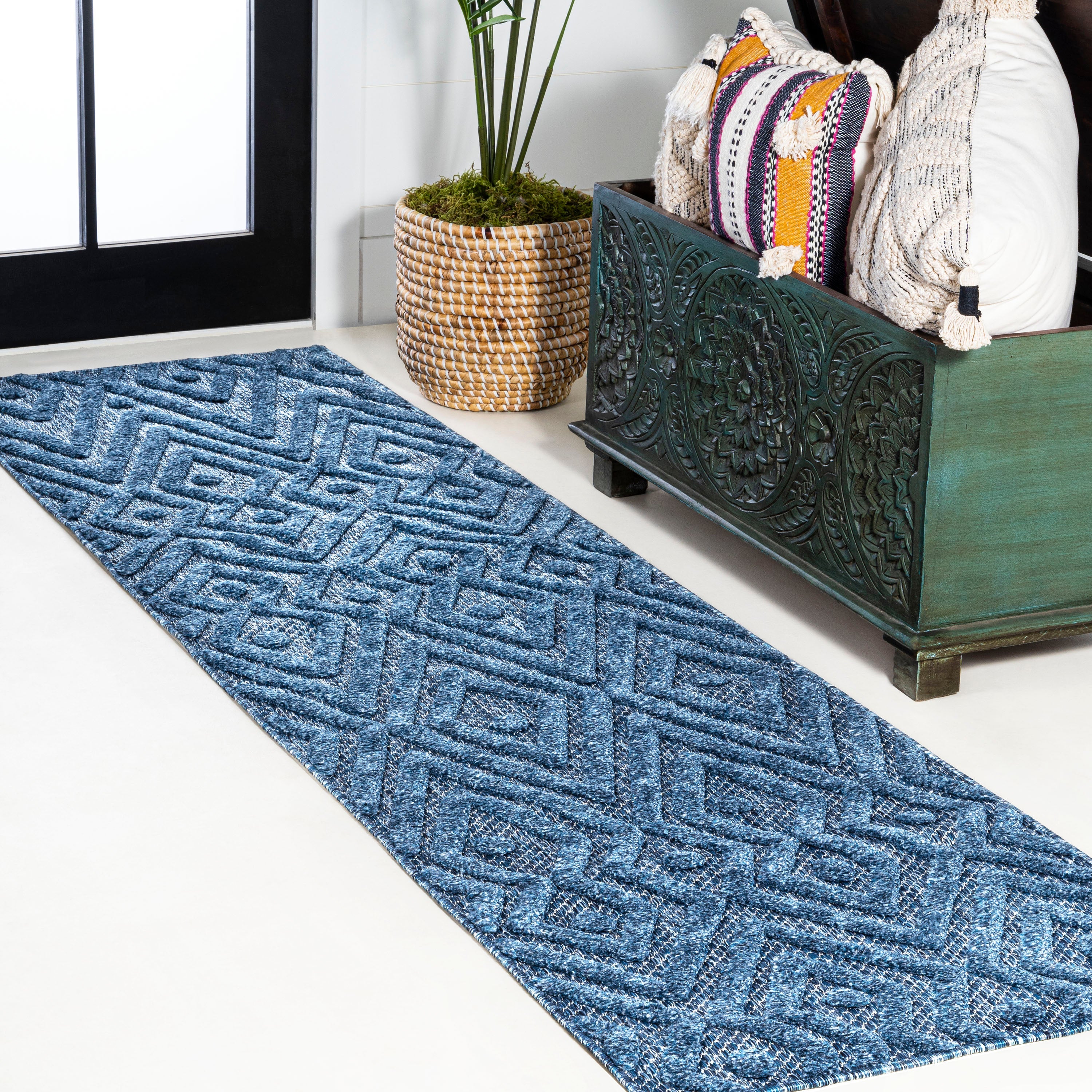 Balansat Moroccan Diamond Indoor/Outdoor Runner Rug