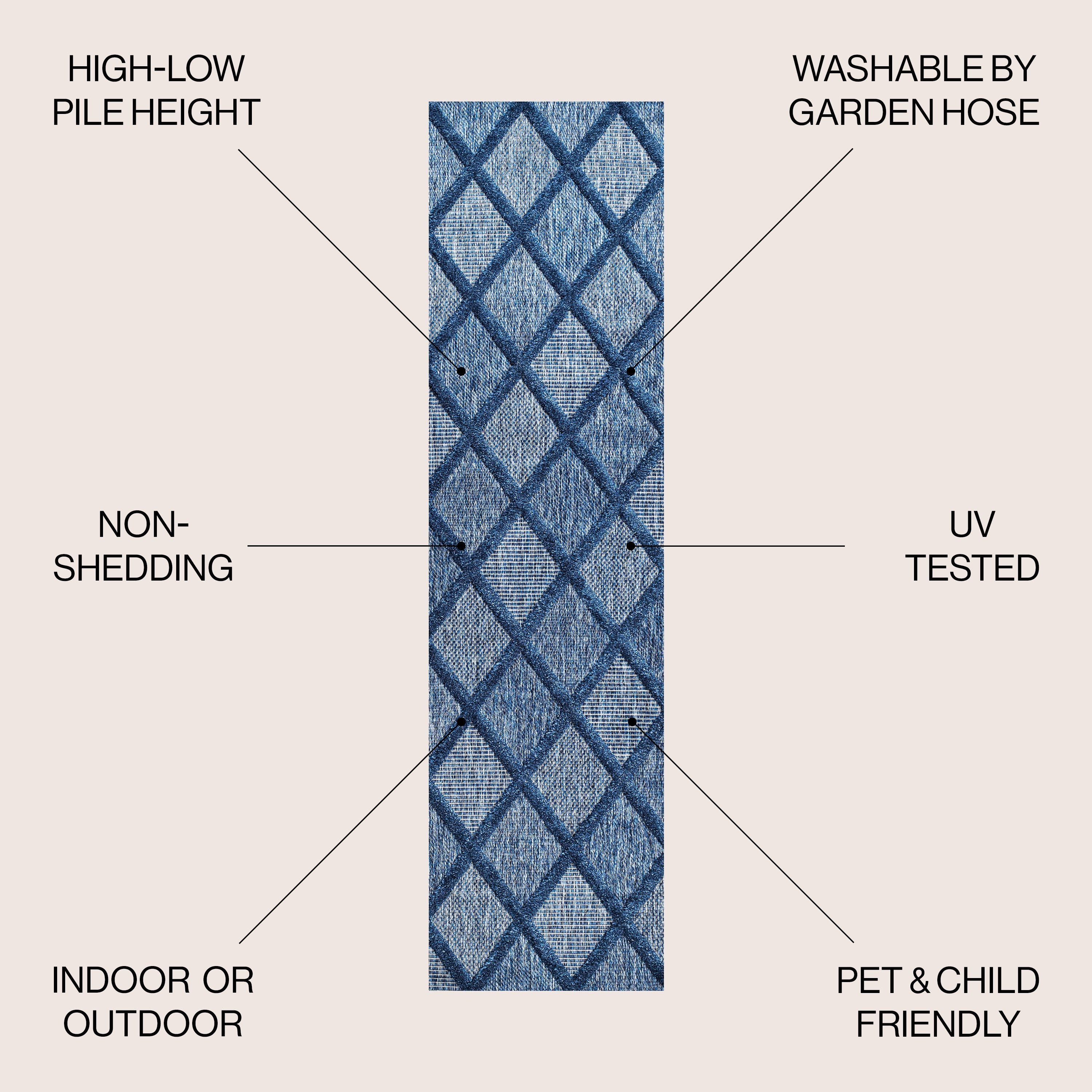 Salines Diamond Trellis Indoor/Outdoor Runner Rug