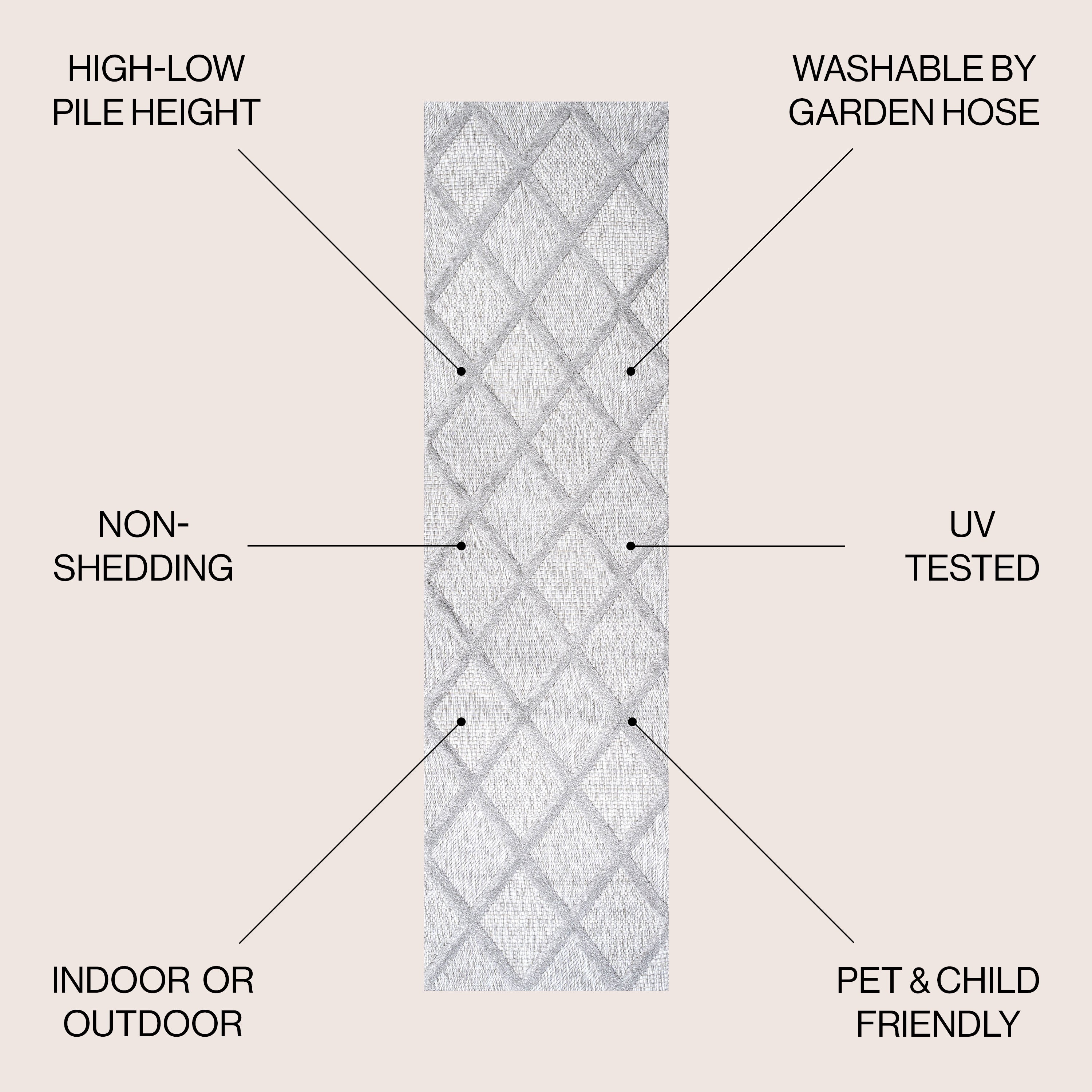 Salines Diamond Trellis Indoor/Outdoor Runner Rug