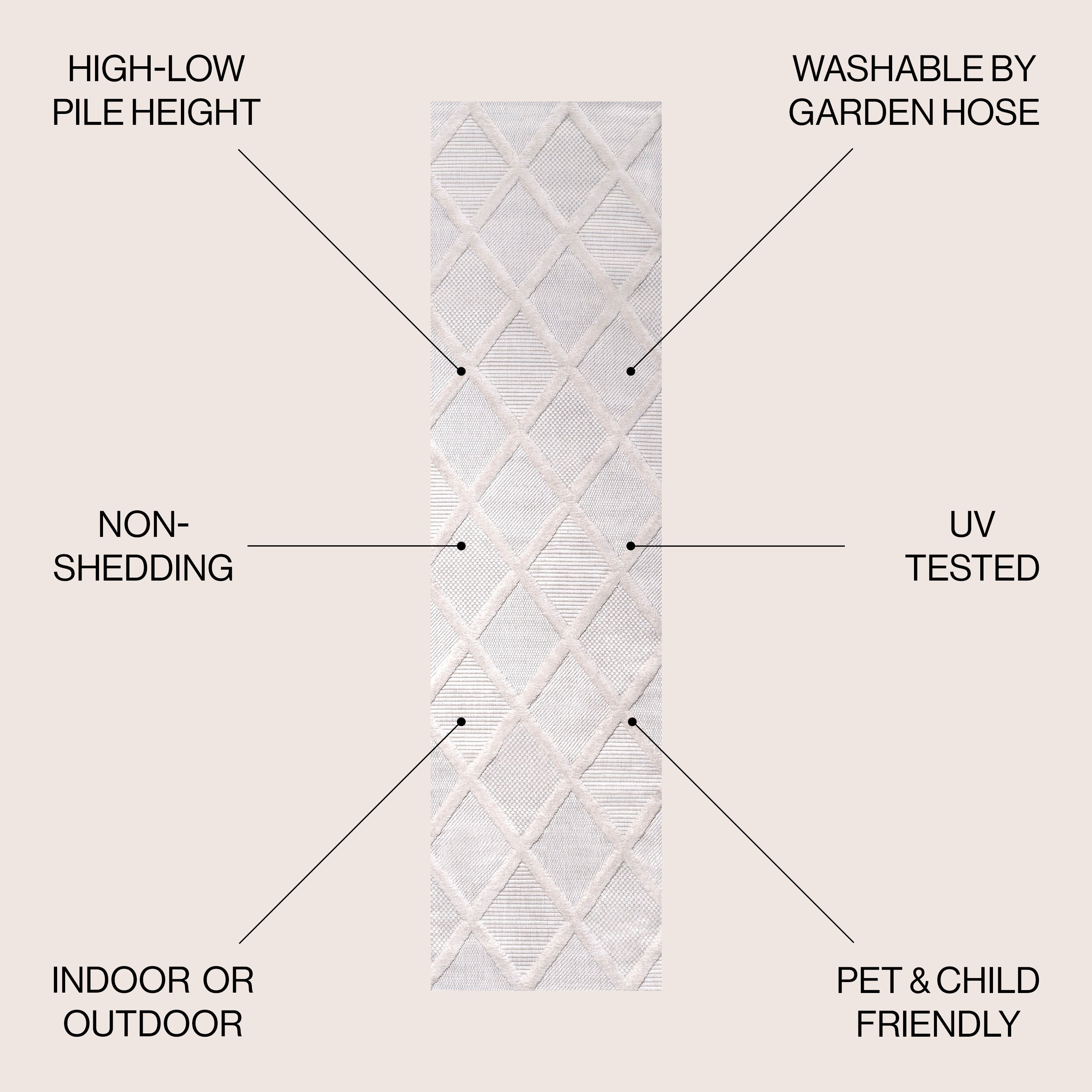 Salines Diamond Trellis Indoor/Outdoor Runner Rug