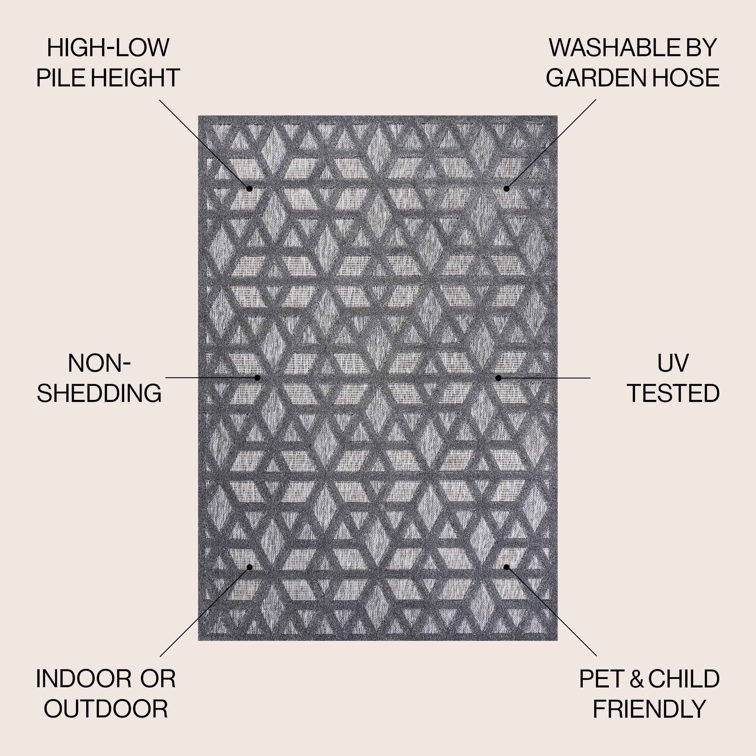 Talaia Neutral Geometric Indoor/Outdoor Area Rug