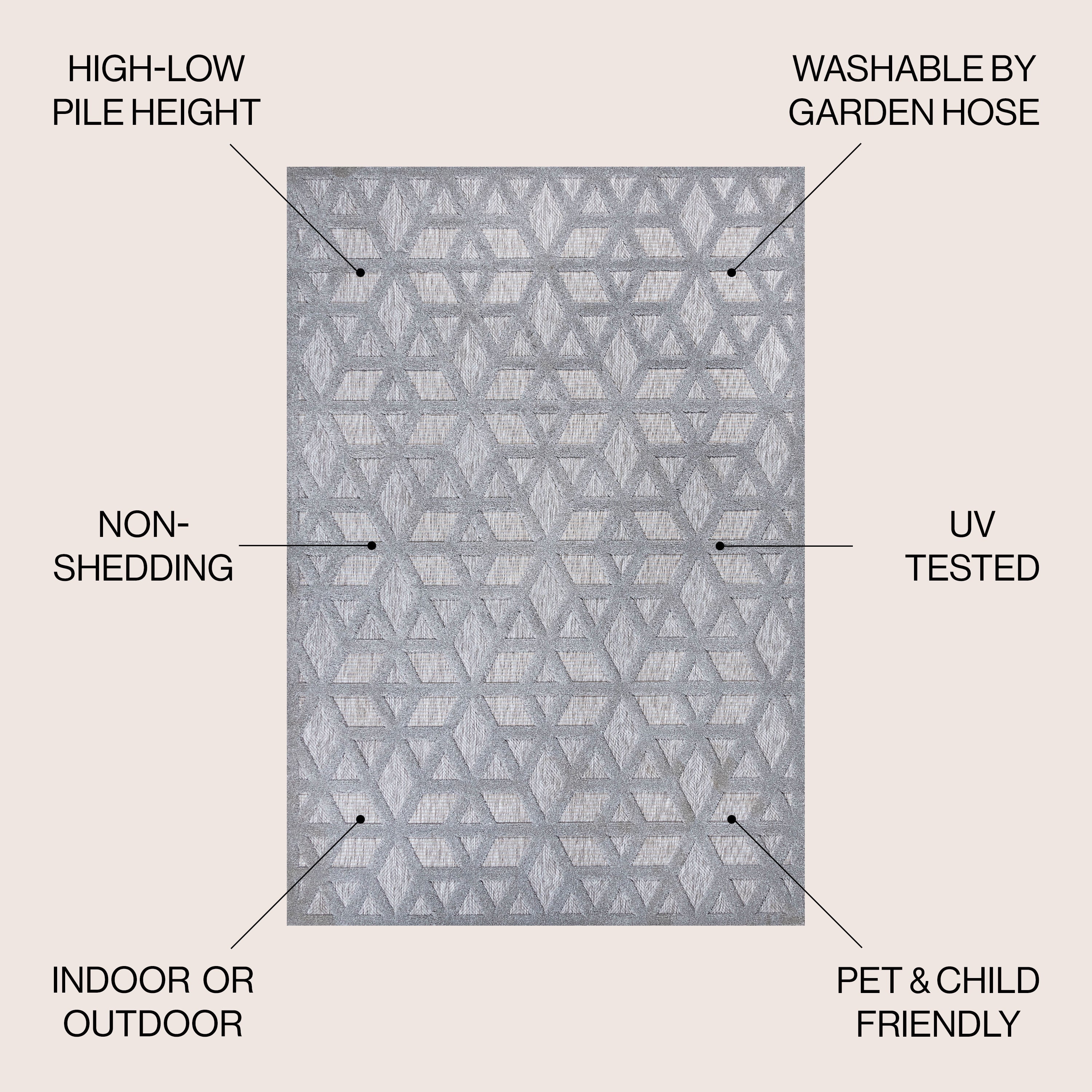 Talaia Neutral Geometric Indoor/Outdoor Area Rug