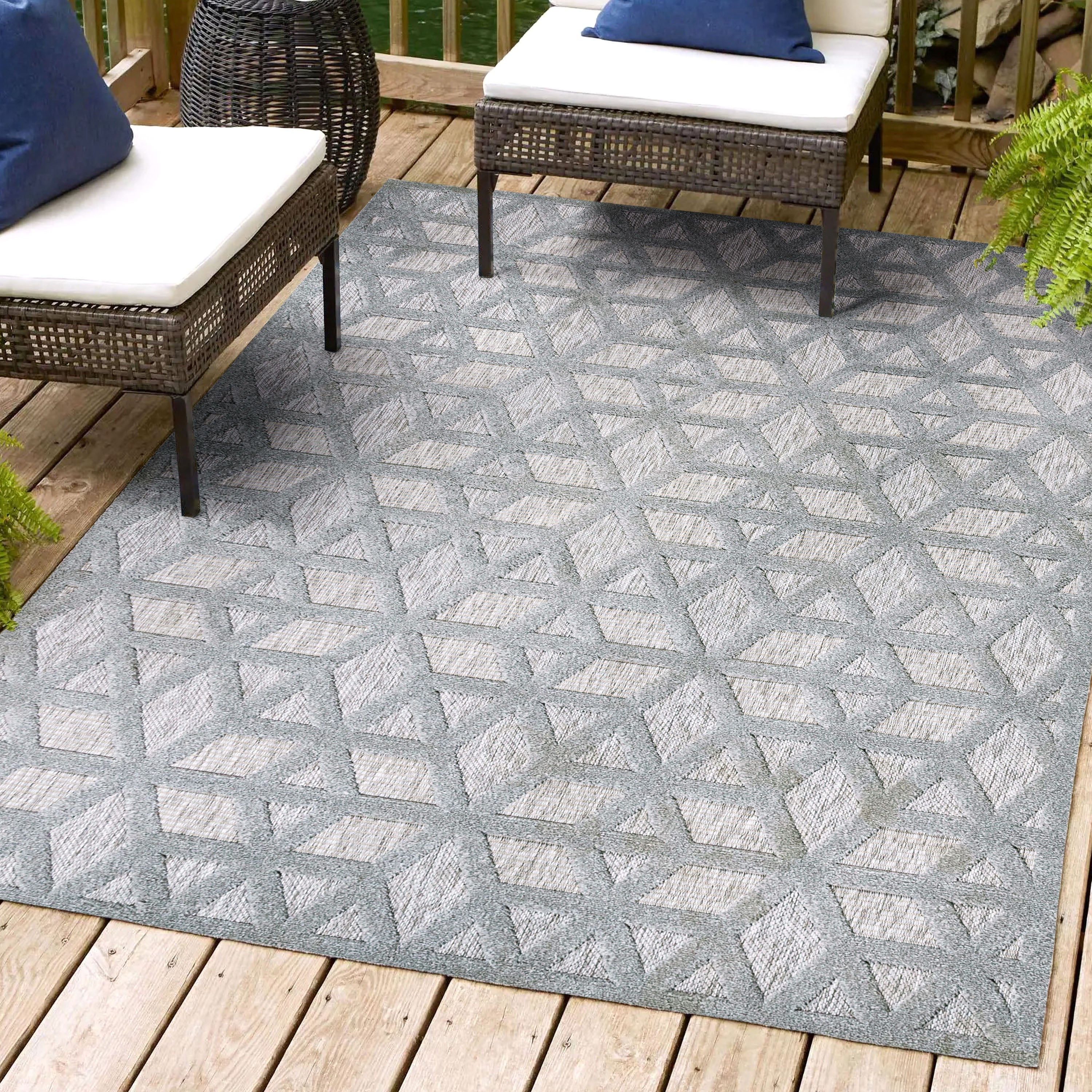 Talaia Neutral Geometric Indoor/Outdoor Area Rug