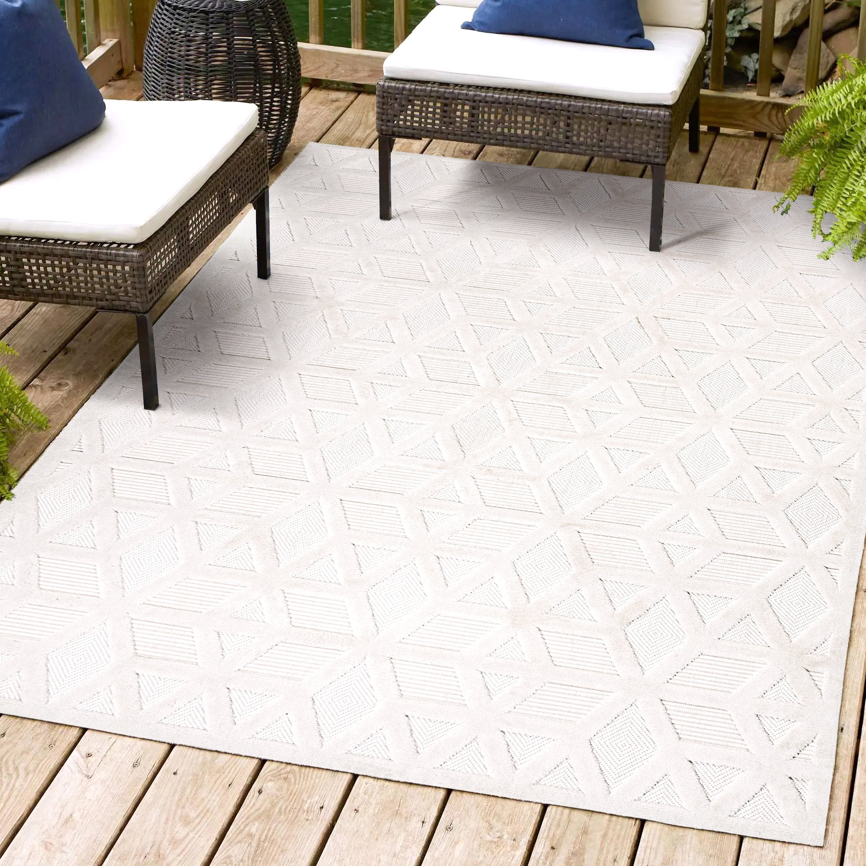 Talaia Neutral Geometric Indoor/Outdoor Area Rug