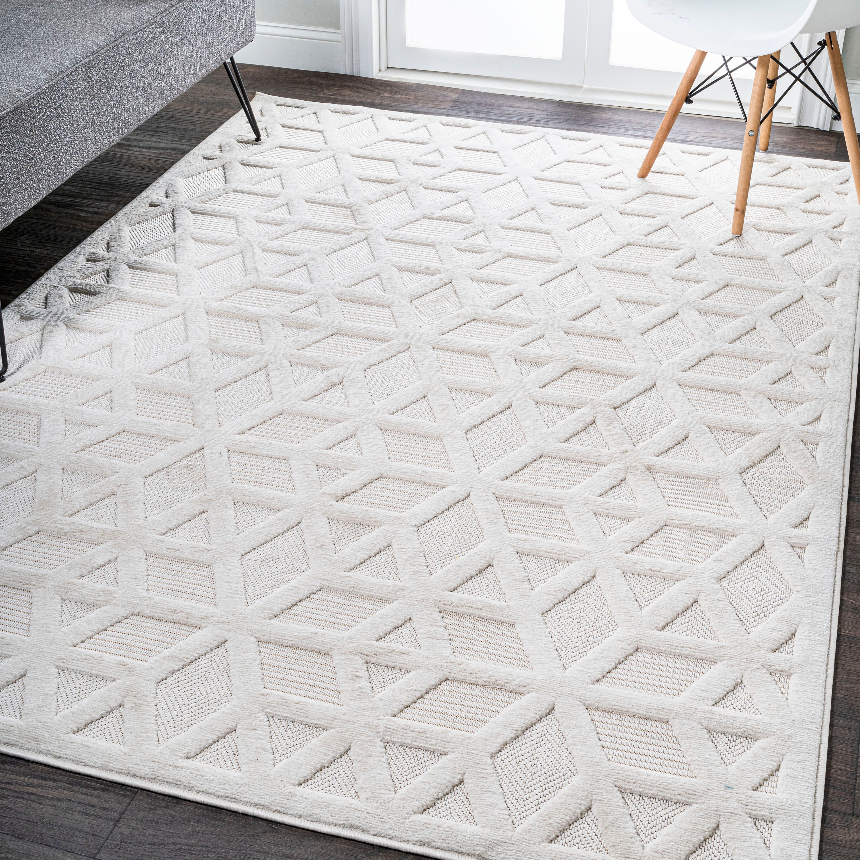 Talaia Neutral Geometric Indoor/Outdoor Area Rug