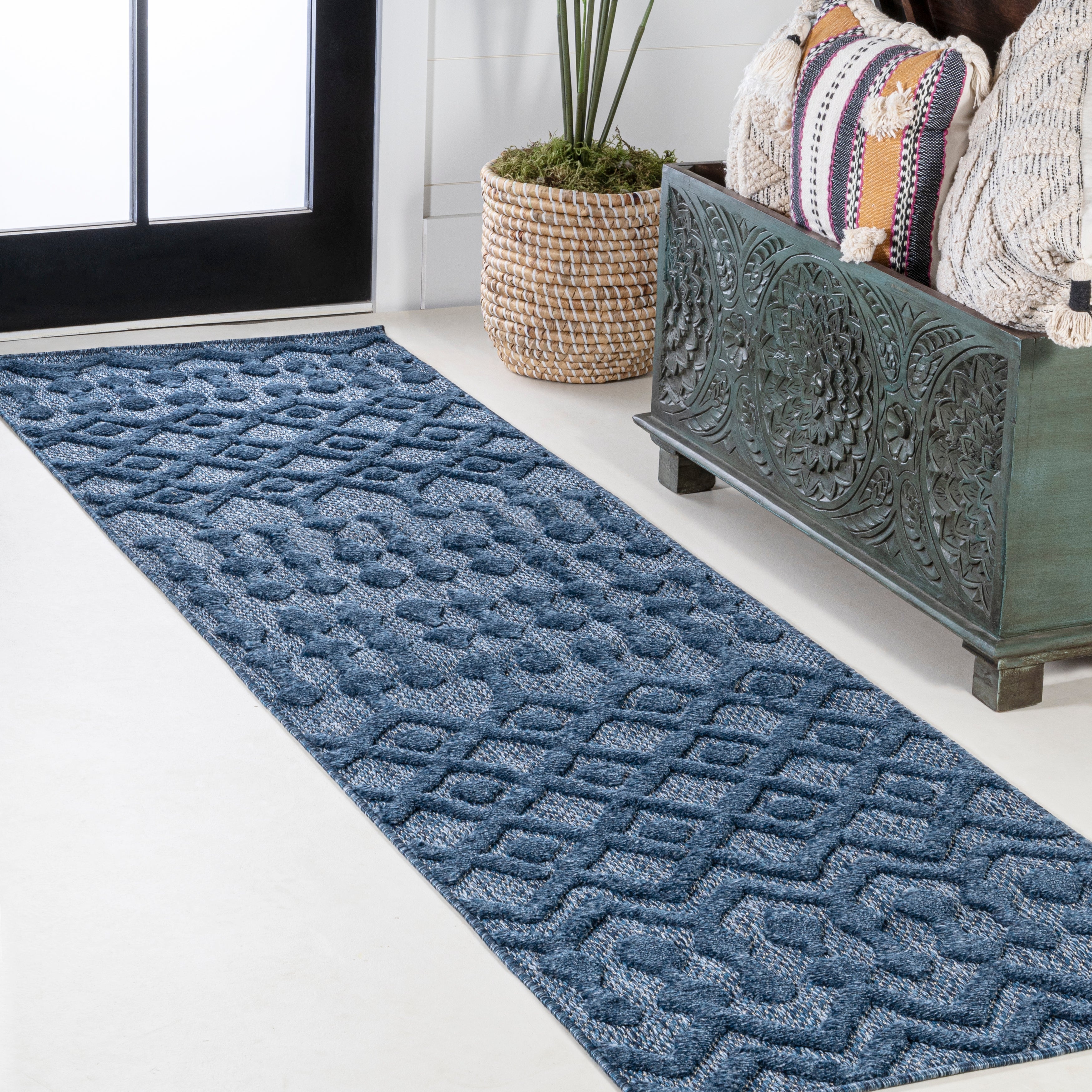 Peralta Moroccan Diamond Indoor/Outdoor Runner Rug