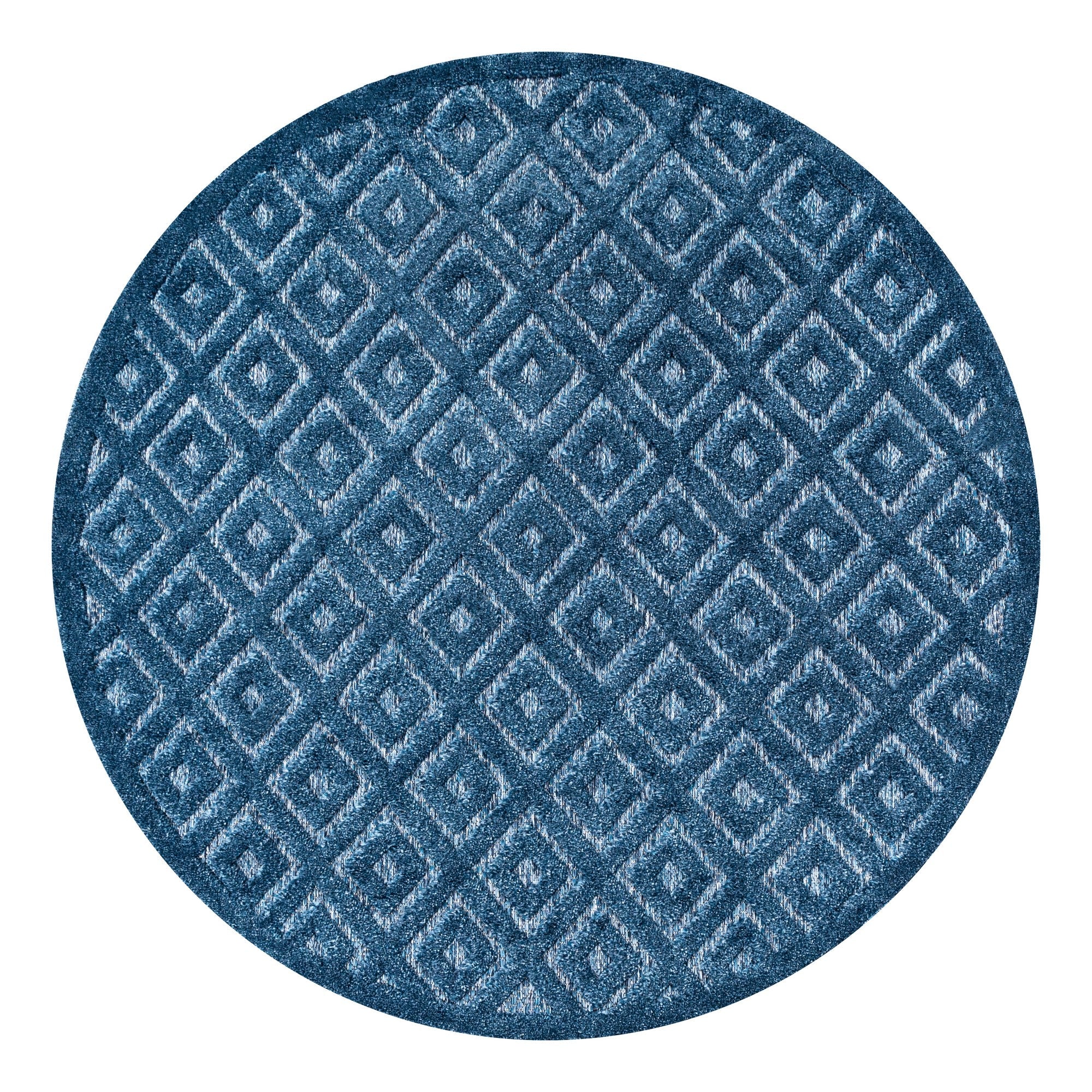 Portmany Neutral Diamond Trellis Round Indoor/Outdoor Area Rug