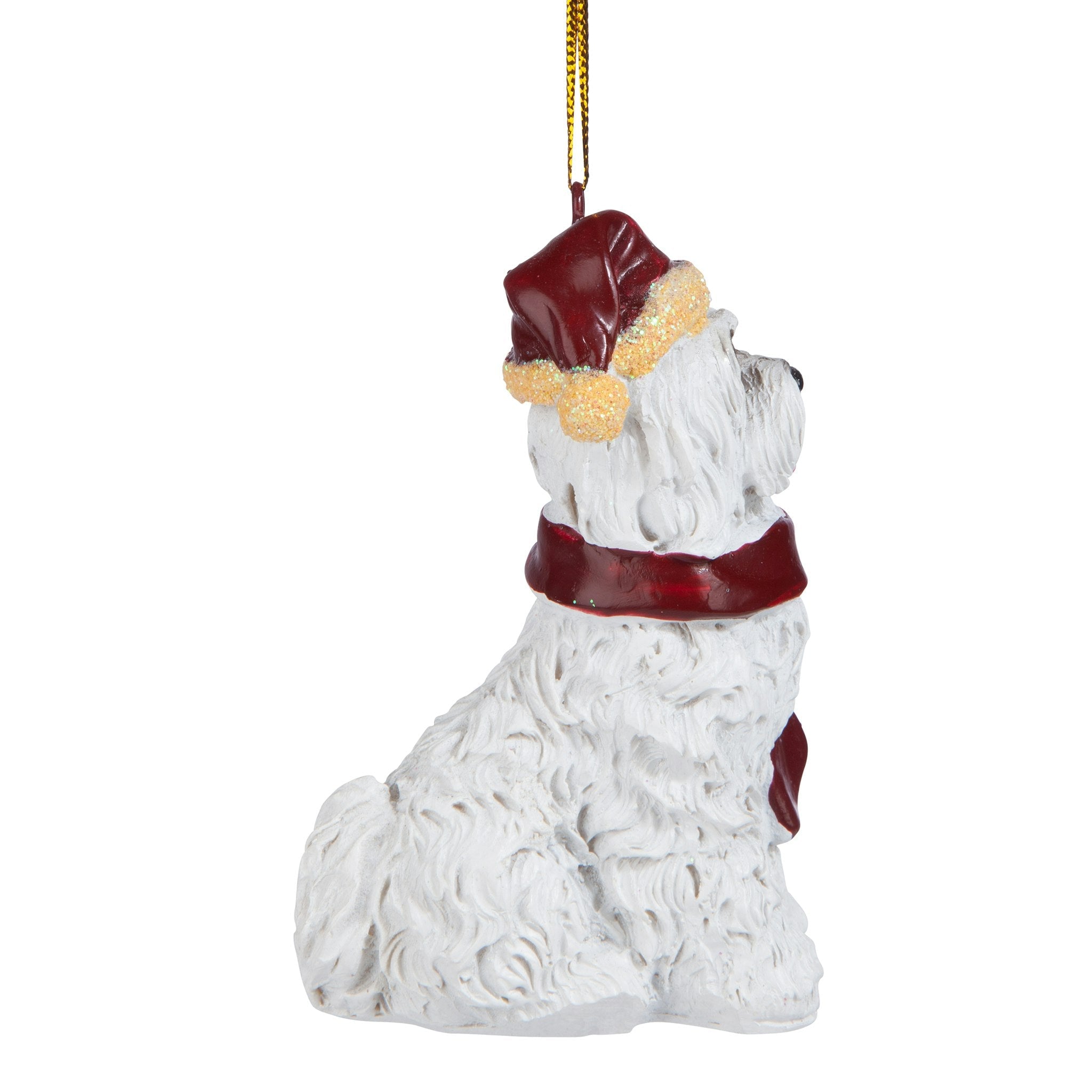 Maltese Holiday Dog Ornament Sculpture