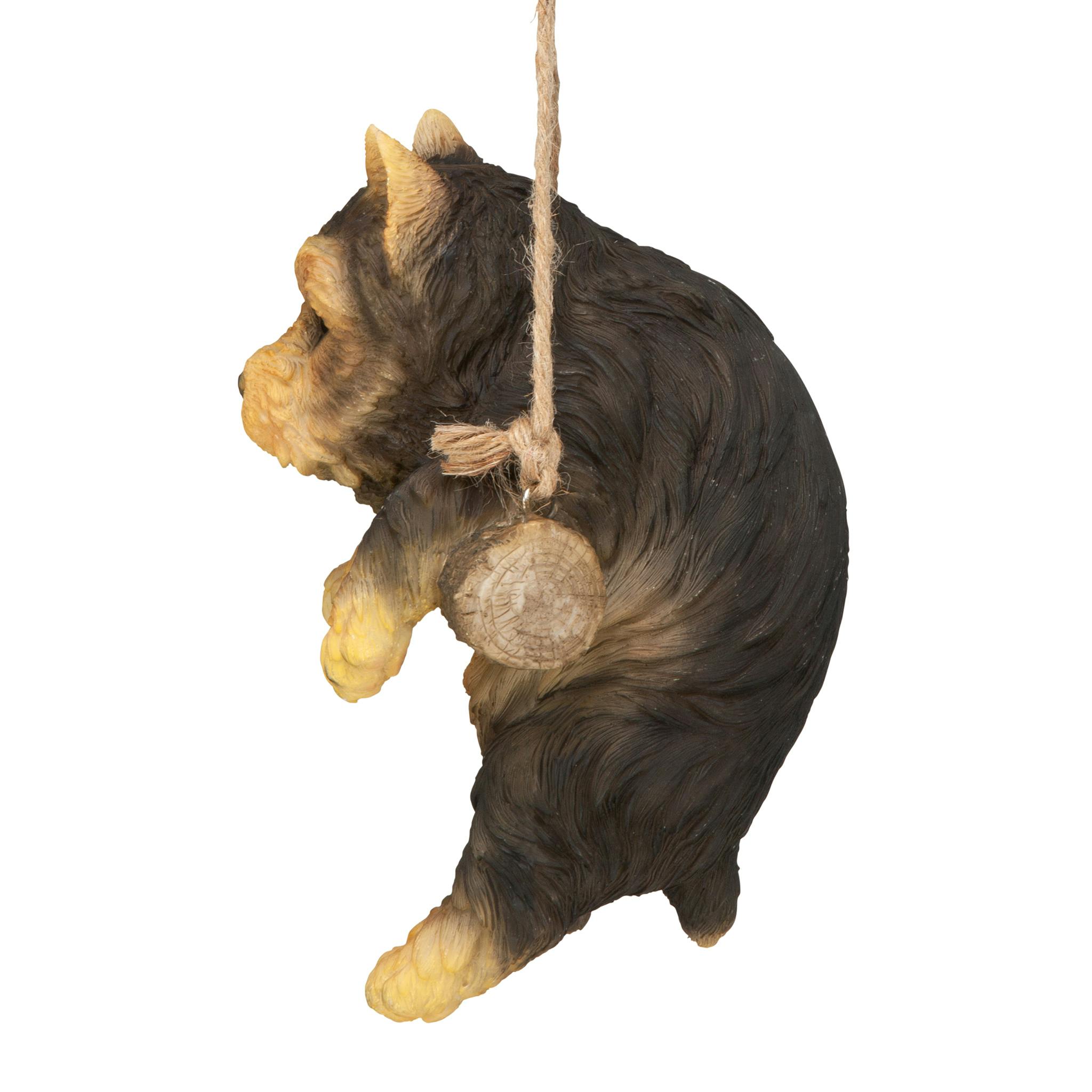 Yorkie Puppy on a Perch Hanging Dog Sculpture