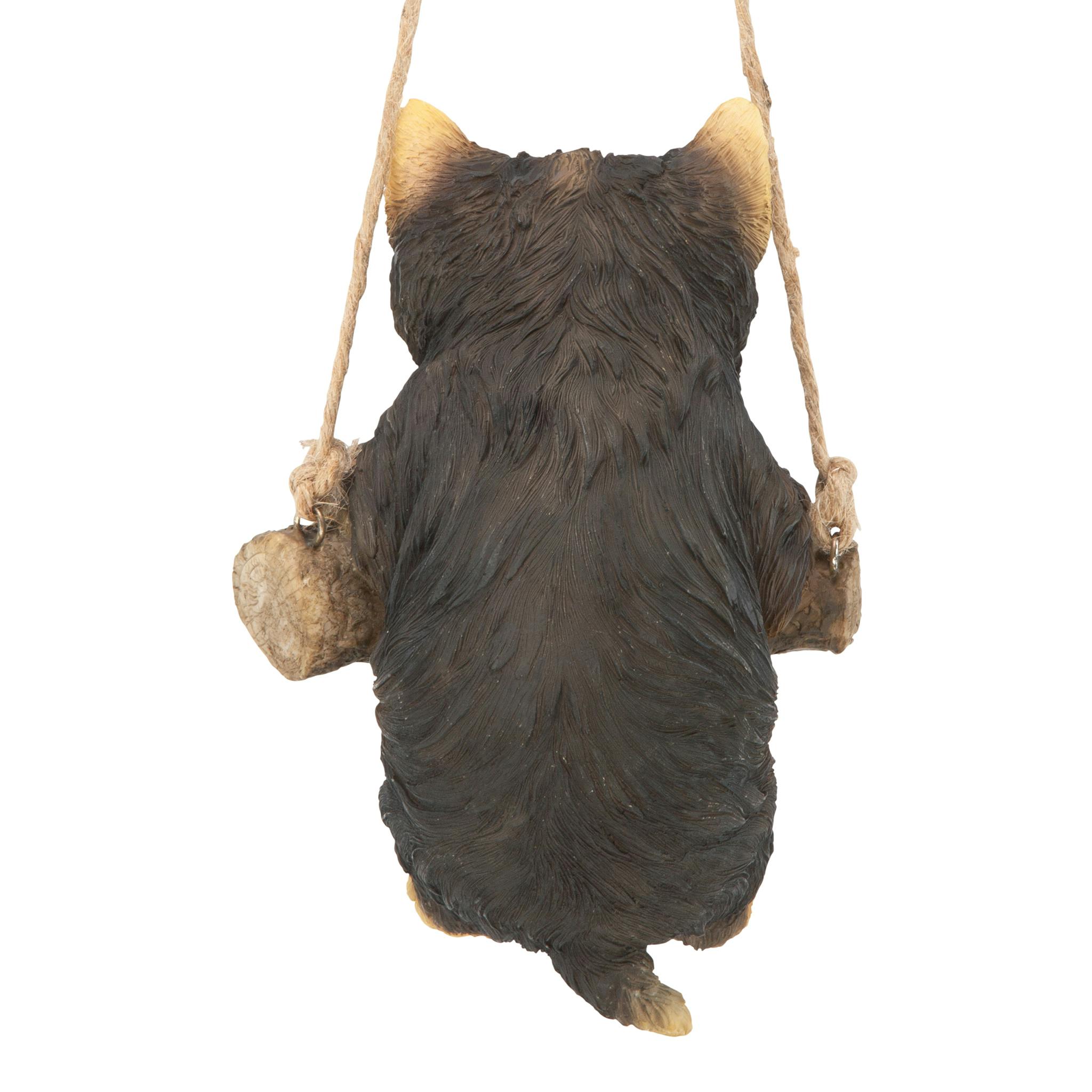 Yorkie Puppy on a Perch Hanging Dog Sculpture