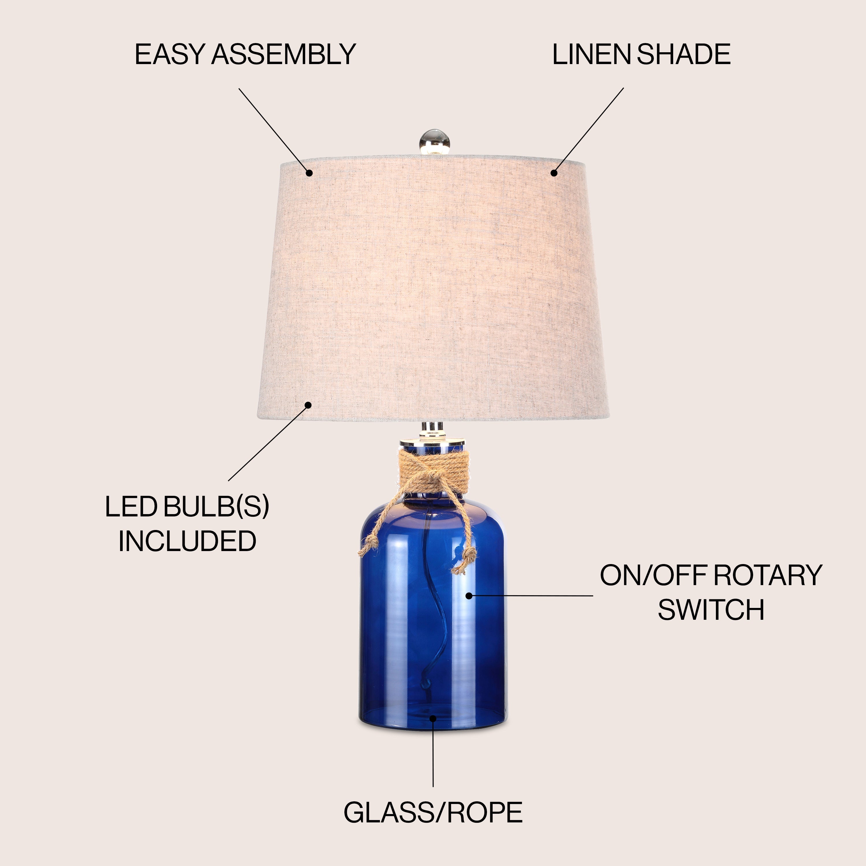 Azure Glass Bottle LED Table Lamp