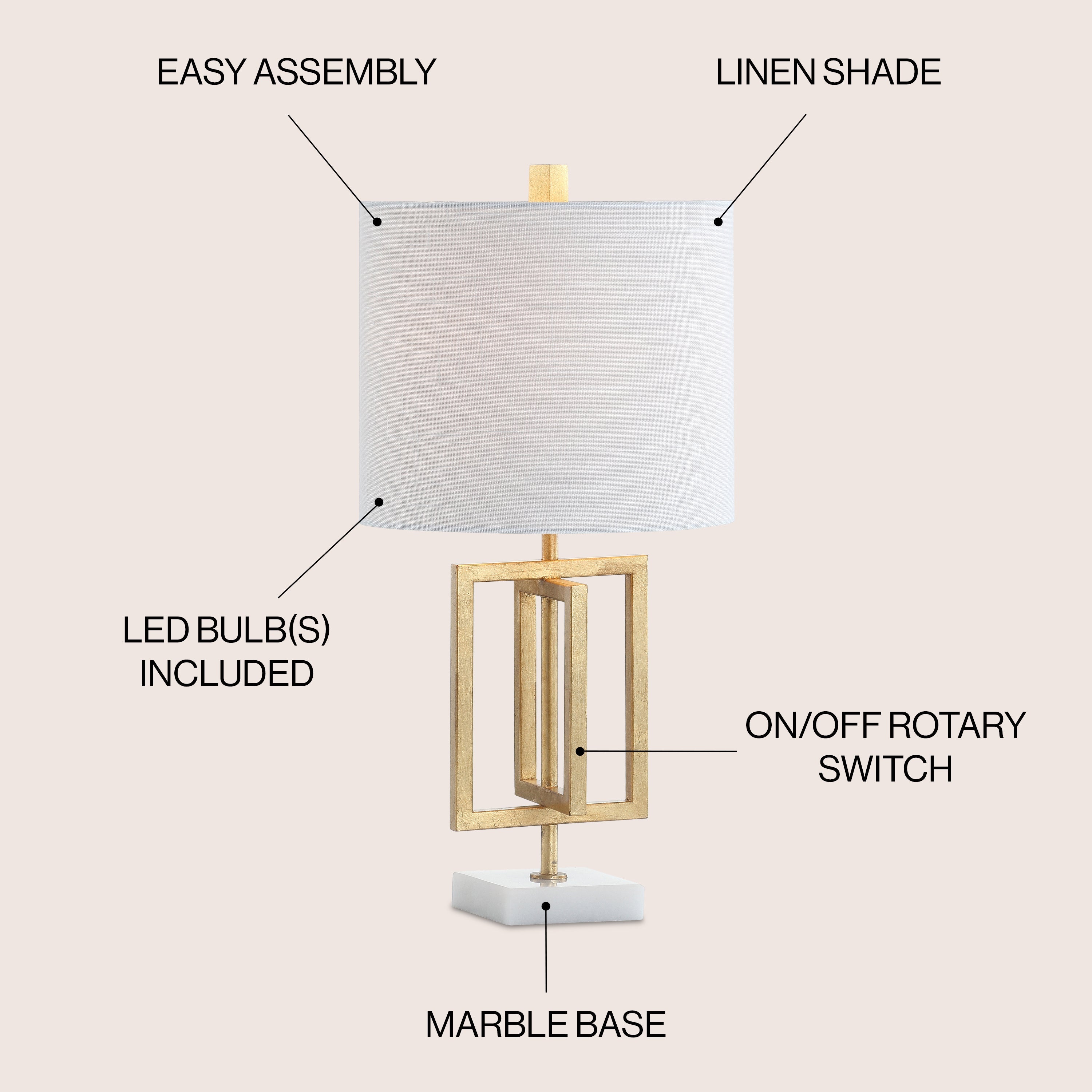 Anya Metal/Marble LED Table Lamp