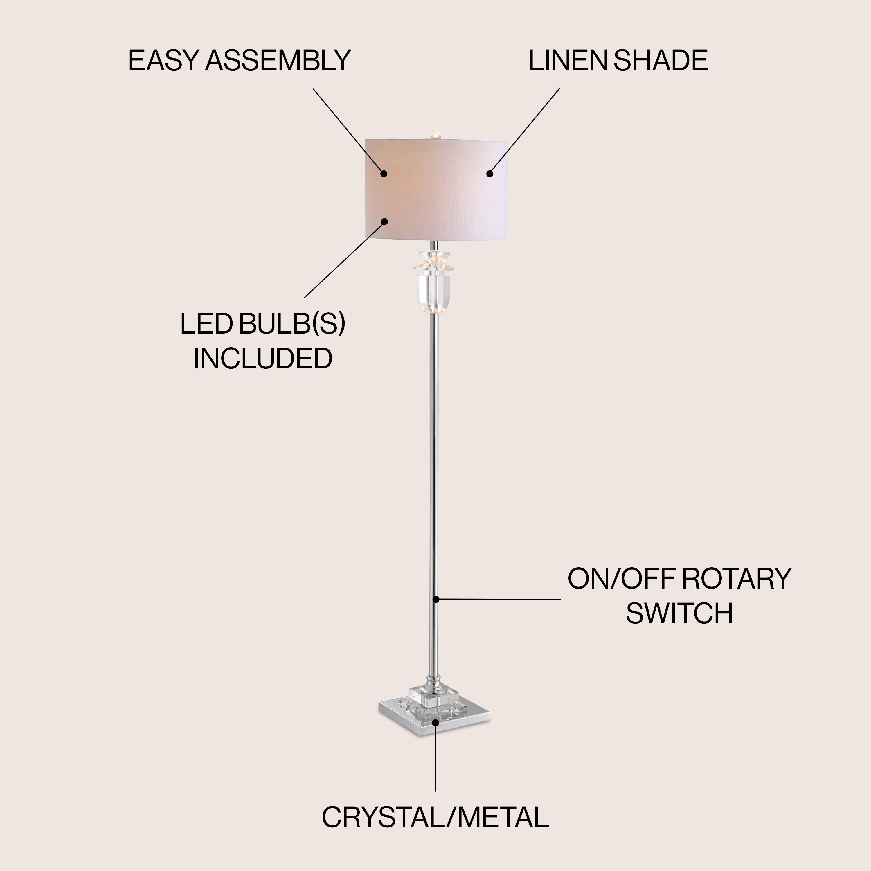 Aria Crystal/Metal LED Floor Lamp