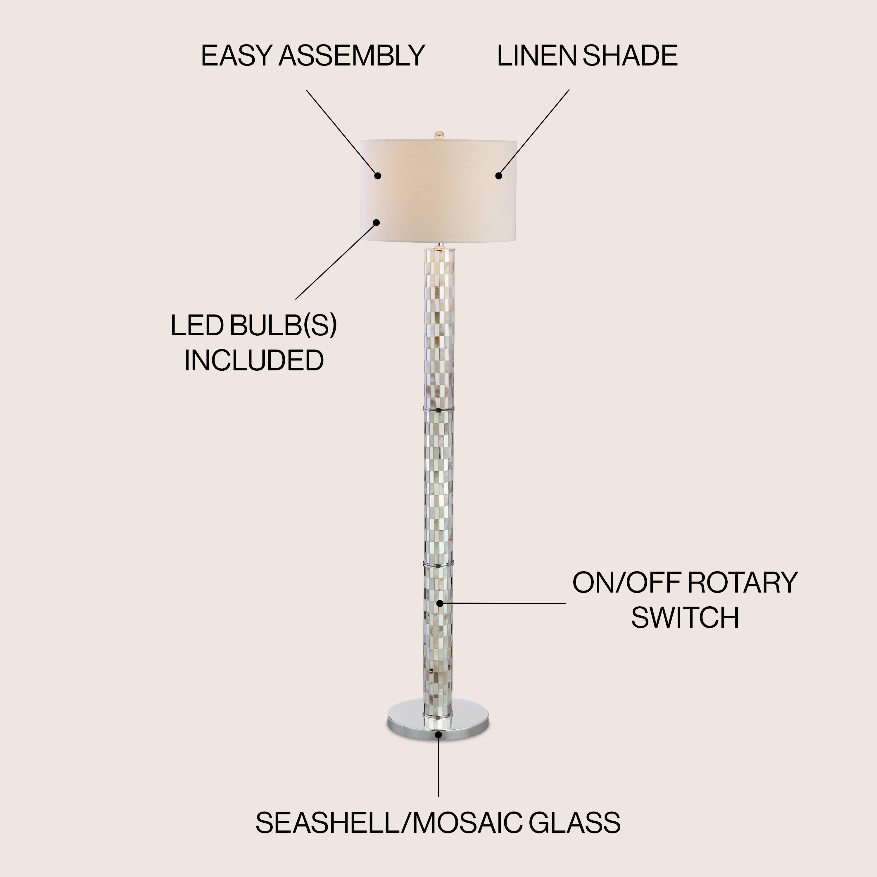 Liam Seashell Mosaic LED Floor Lamp